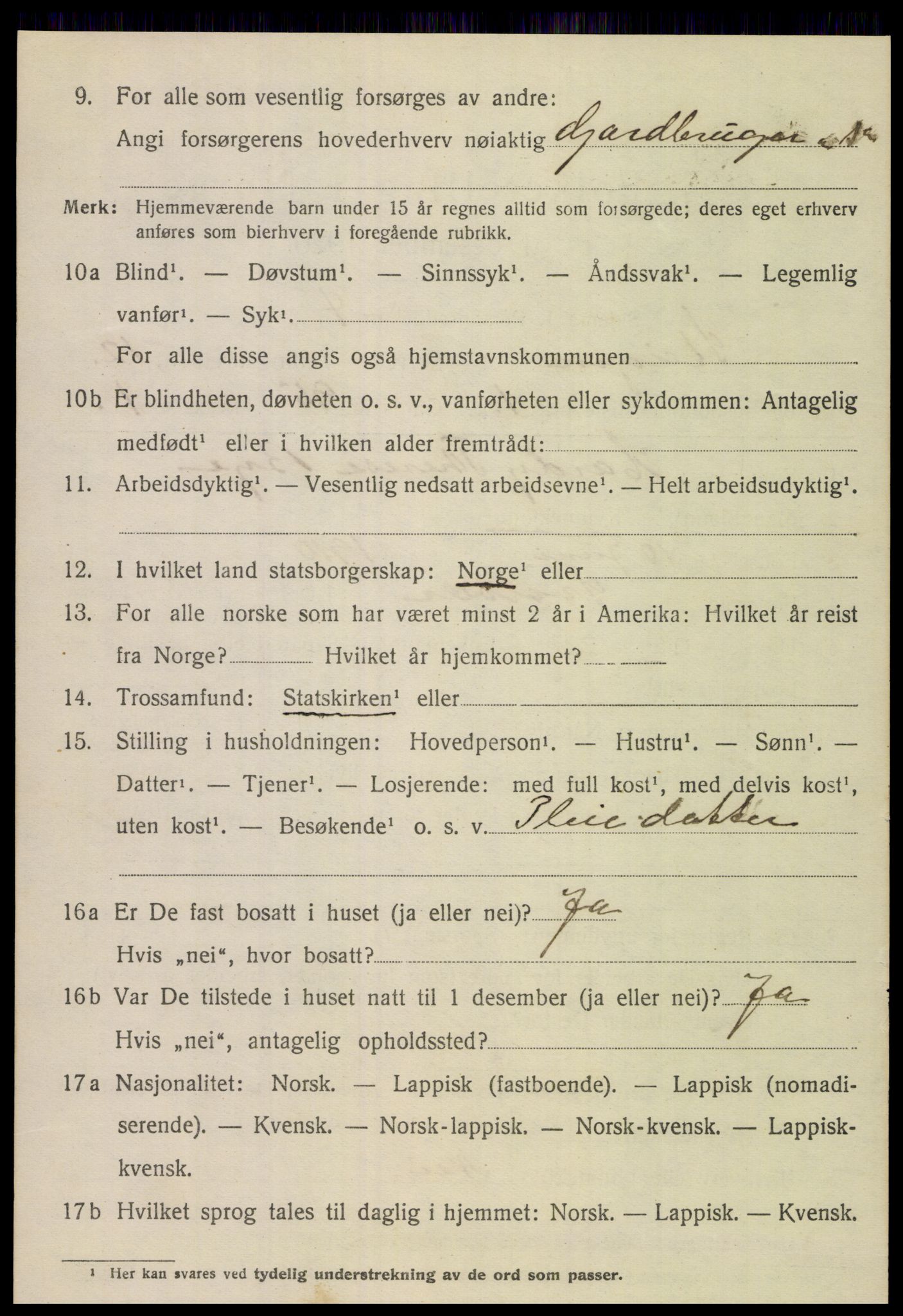 SAT, 1920 census for Steigen, 1920, p. 4771