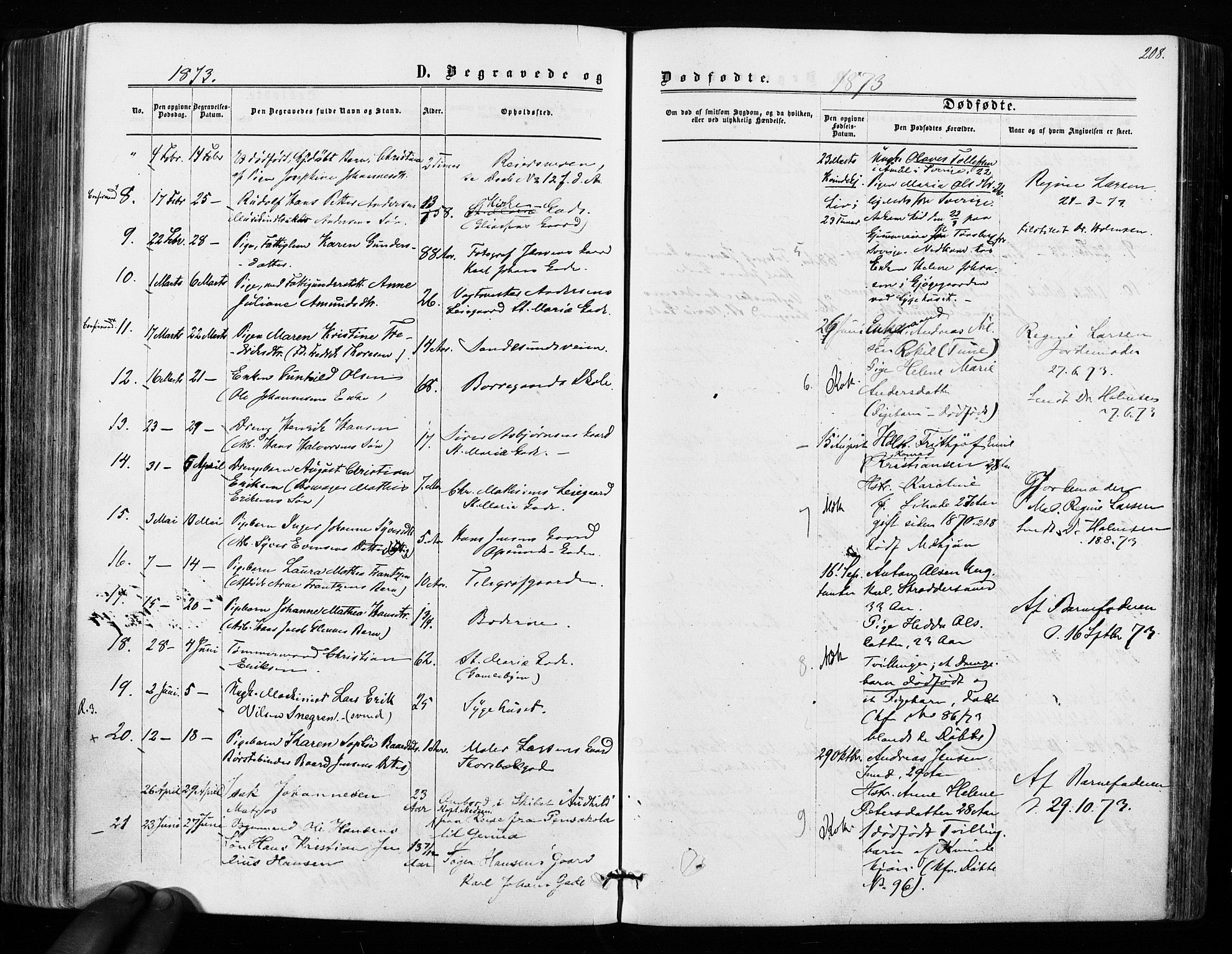 Sarpsborg prestekontor Kirkebøker, SAO/A-2006/F/Fa/L0002: Parish register (official) no. 2, 1869-1877, p. 208