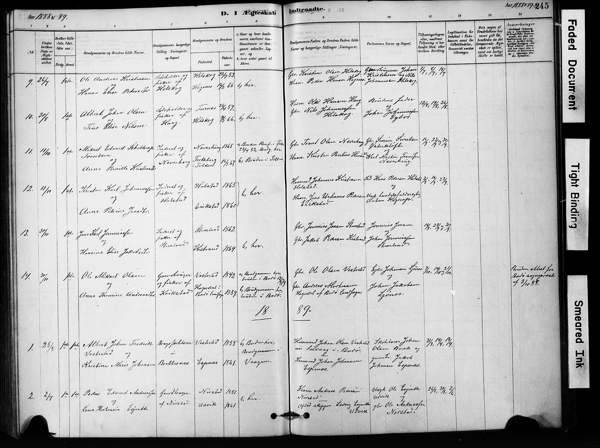 Ministerialprotokoller, klokkerbøker og fødselsregistre - Nordland, SAT/A-1459/852/L0754: Parish register (copy) no. 852C05, 1878-1894, p. 245