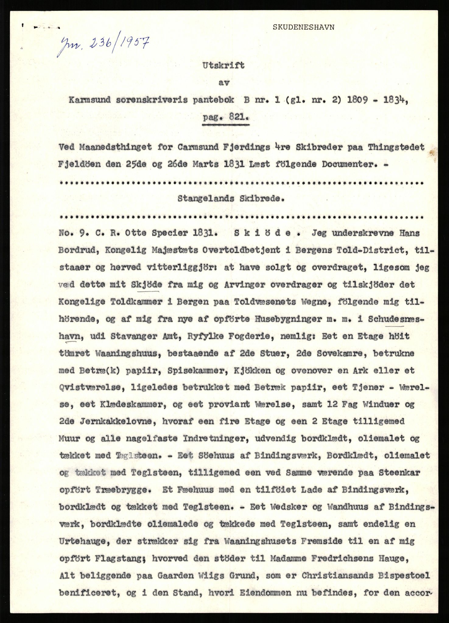 Statsarkivet i Stavanger, AV/SAST-A-101971/03/Y/Yj/L0076: Avskrifter sortert etter gårdsnavn: Skjold kirke - Skåre, 1750-1930, p. 346