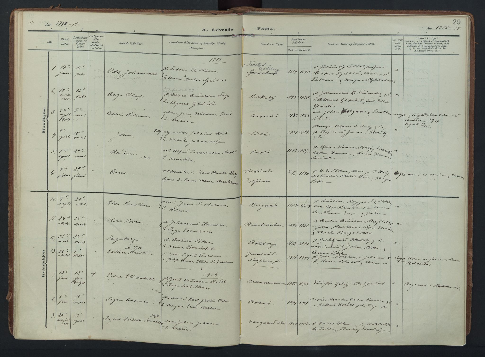 Eidsberg prestekontor Kirkebøker, AV/SAO-A-10905/F/Fc/L0002: Parish register (official) no. III 2, 1906-1934, p. 29