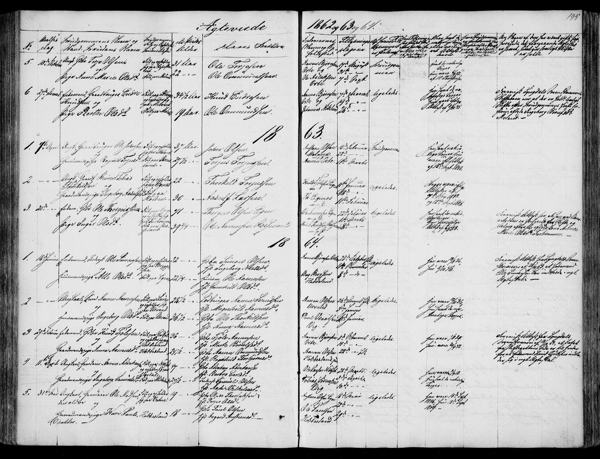 Hægebostad sokneprestkontor, SAK/1111-0024/F/Fa/Fab/L0002: Parish register (official) no. A 2, 1836-1872, p. 195