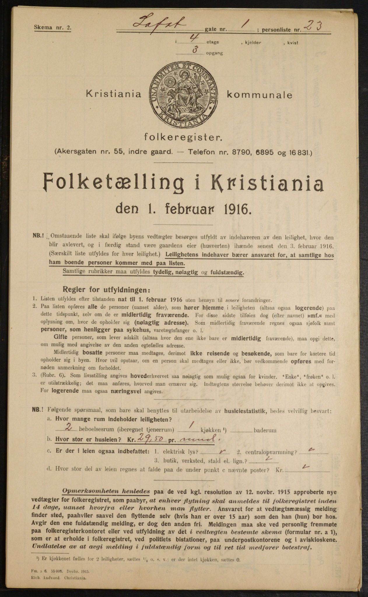 OBA, Municipal Census 1916 for Kristiania, 1916, p. 59657