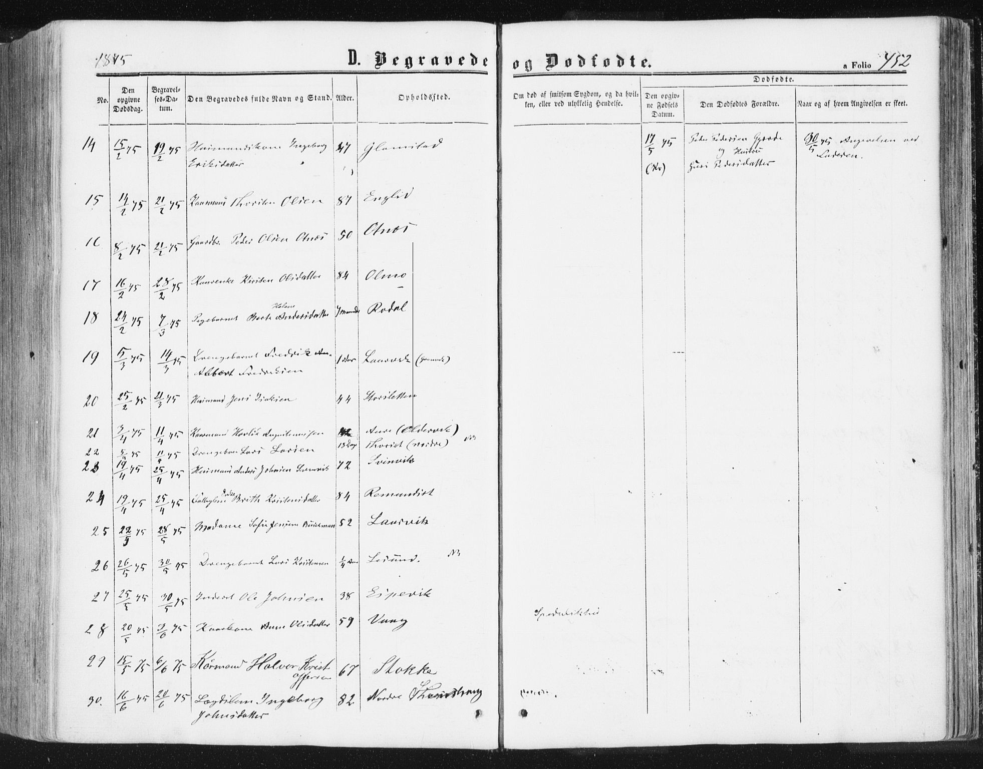 Ministerialprotokoller, klokkerbøker og fødselsregistre - Møre og Romsdal, AV/SAT-A-1454/578/L0905: Parish register (official) no. 578A04, 1859-1877, p. 452