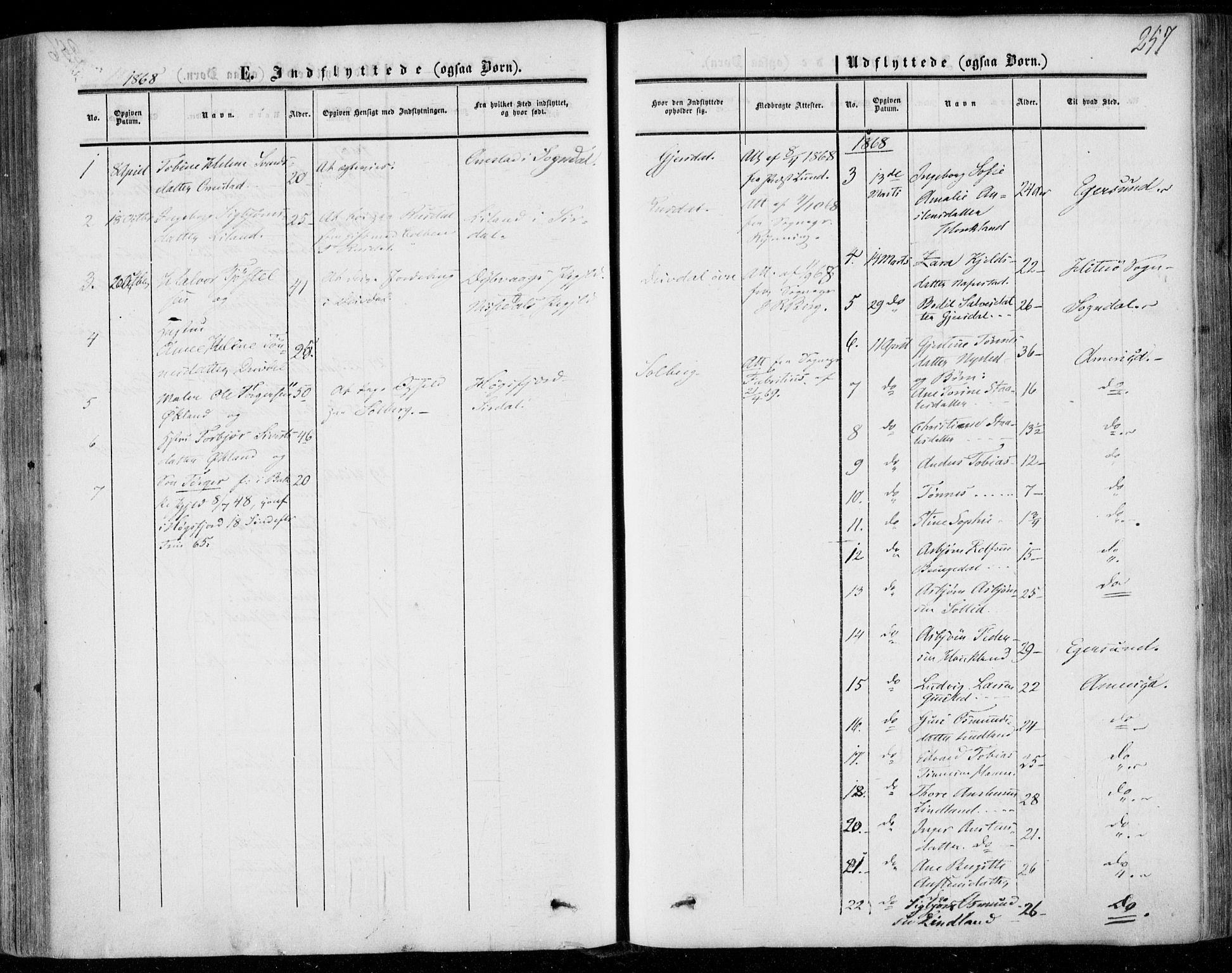 Lund sokneprestkontor, SAST/A-101809/S06/L0009: Parish register (official) no. A 8, 1853-1877, p. 257