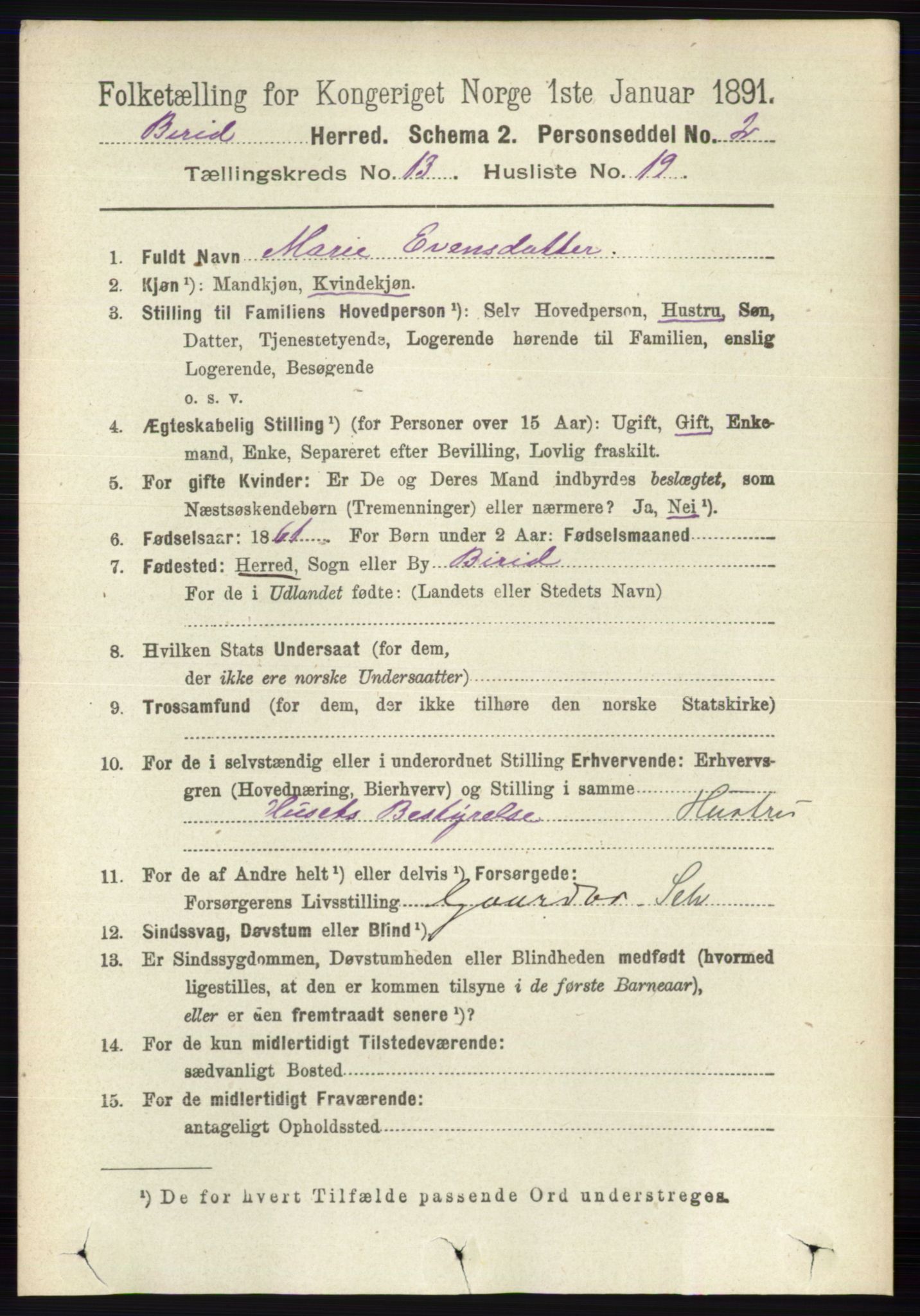 RA, 1891 census for 0525 Biri, 1891, p. 5407