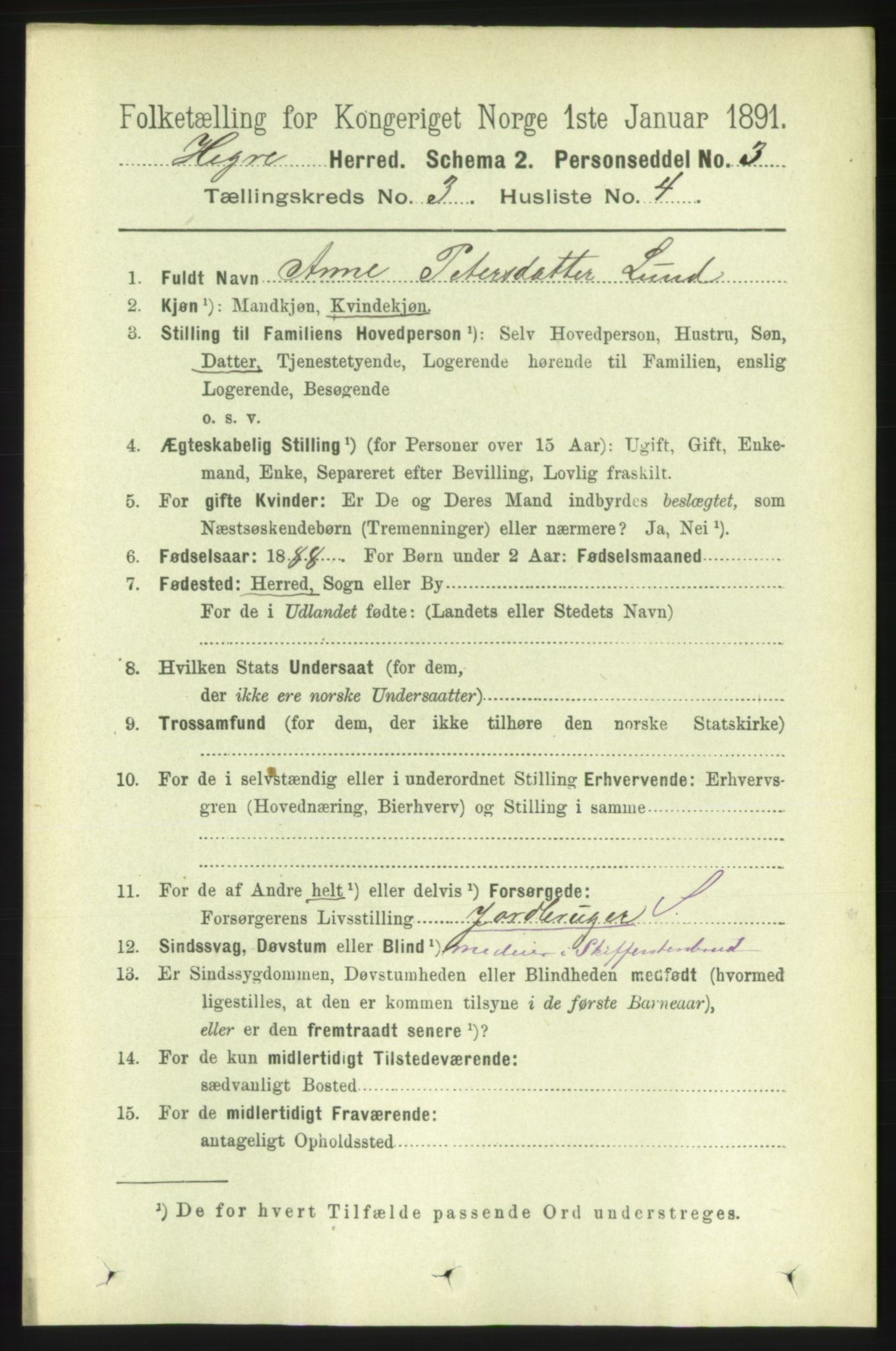 RA, 1891 census for 1712 Hegra, 1891, p. 1064