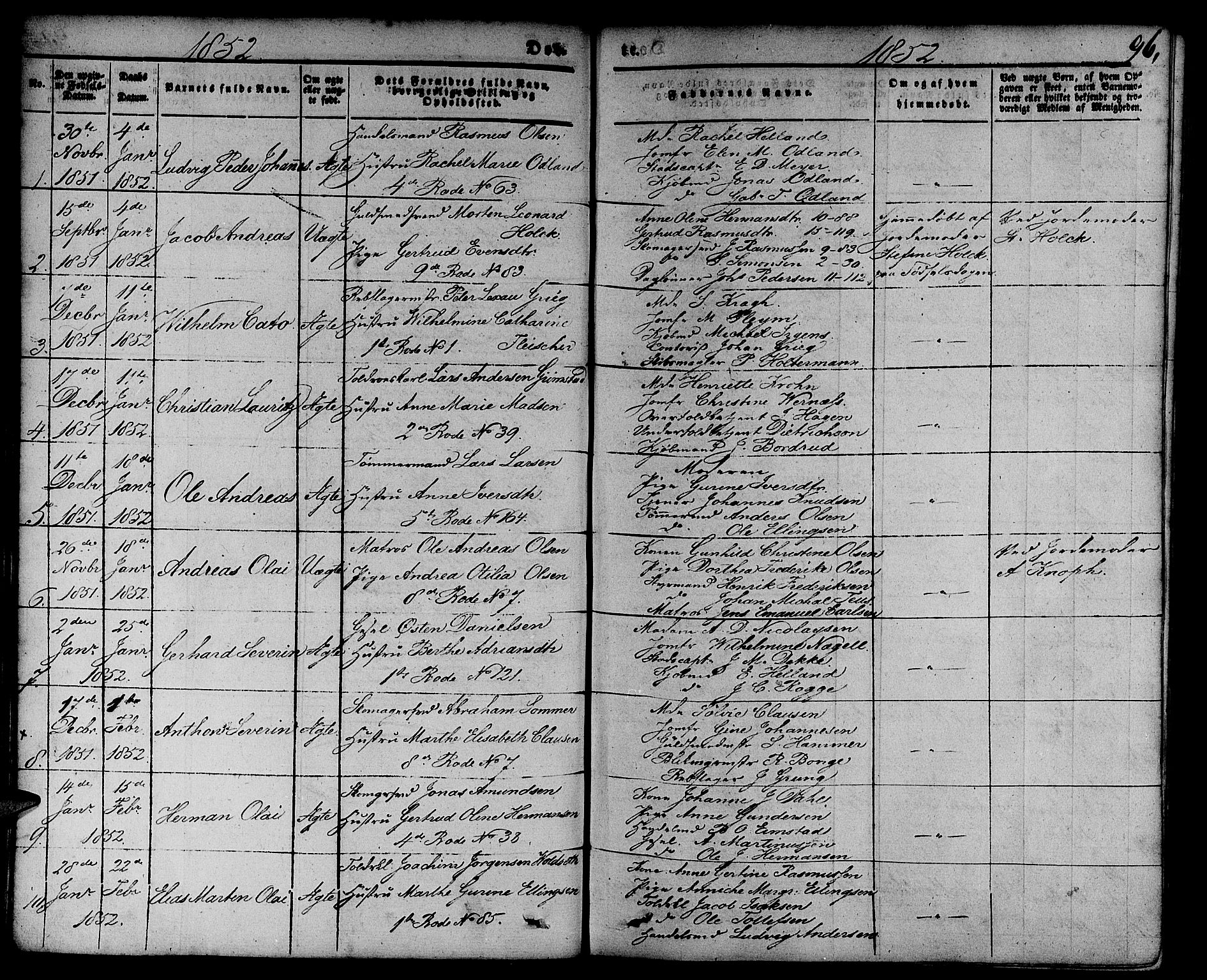 Nykirken Sokneprestembete, SAB/A-77101/H/Hab: Parish register (copy) no. B 1, 1842-1858, p. 96