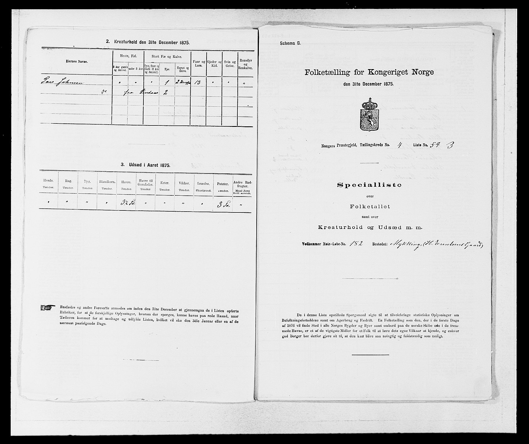 SAB, 1875 census for 1261P Manger, 1875, p. 631