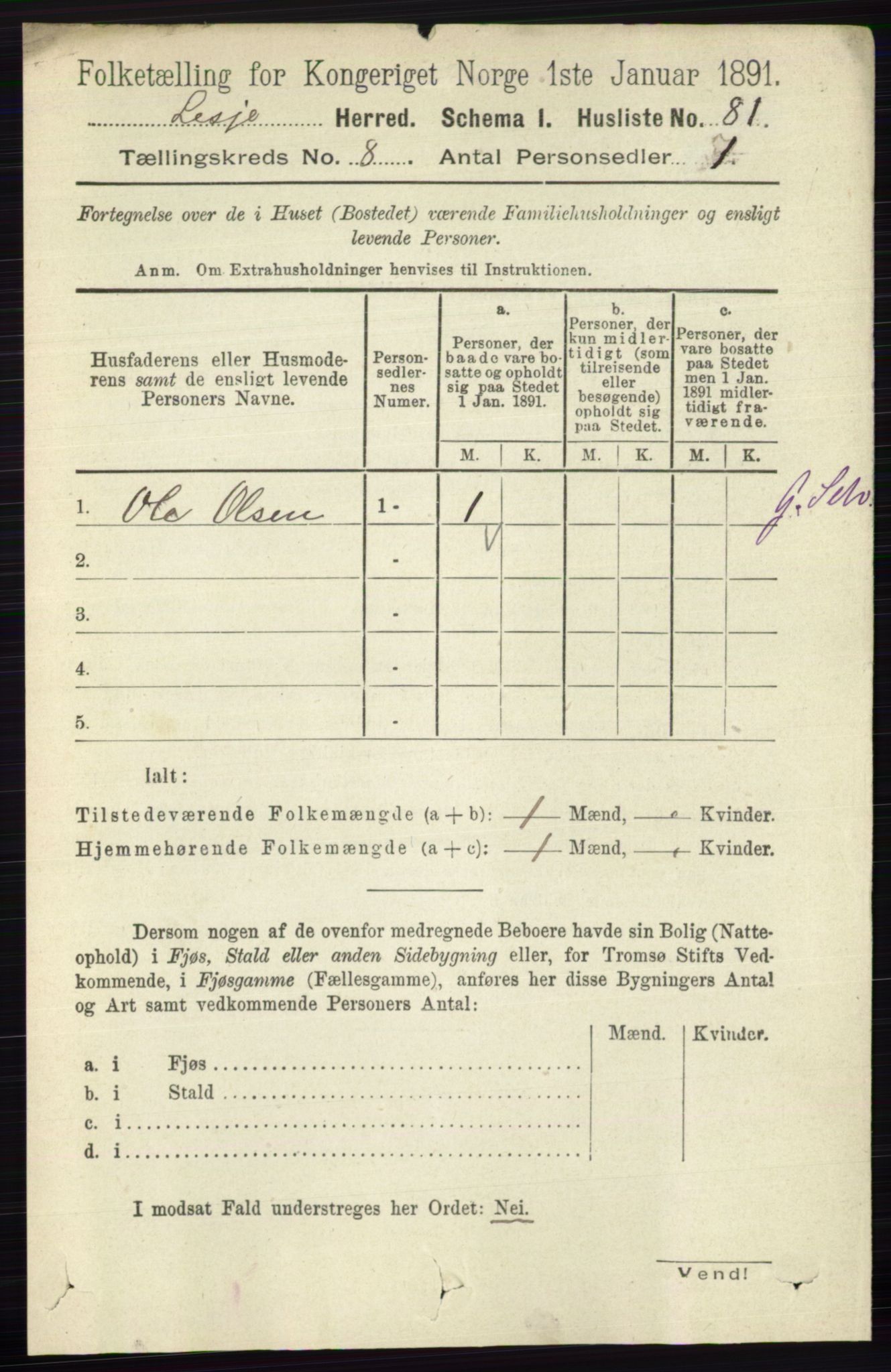 RA, 1891 census for 0512 Lesja, 1891, p. 2986