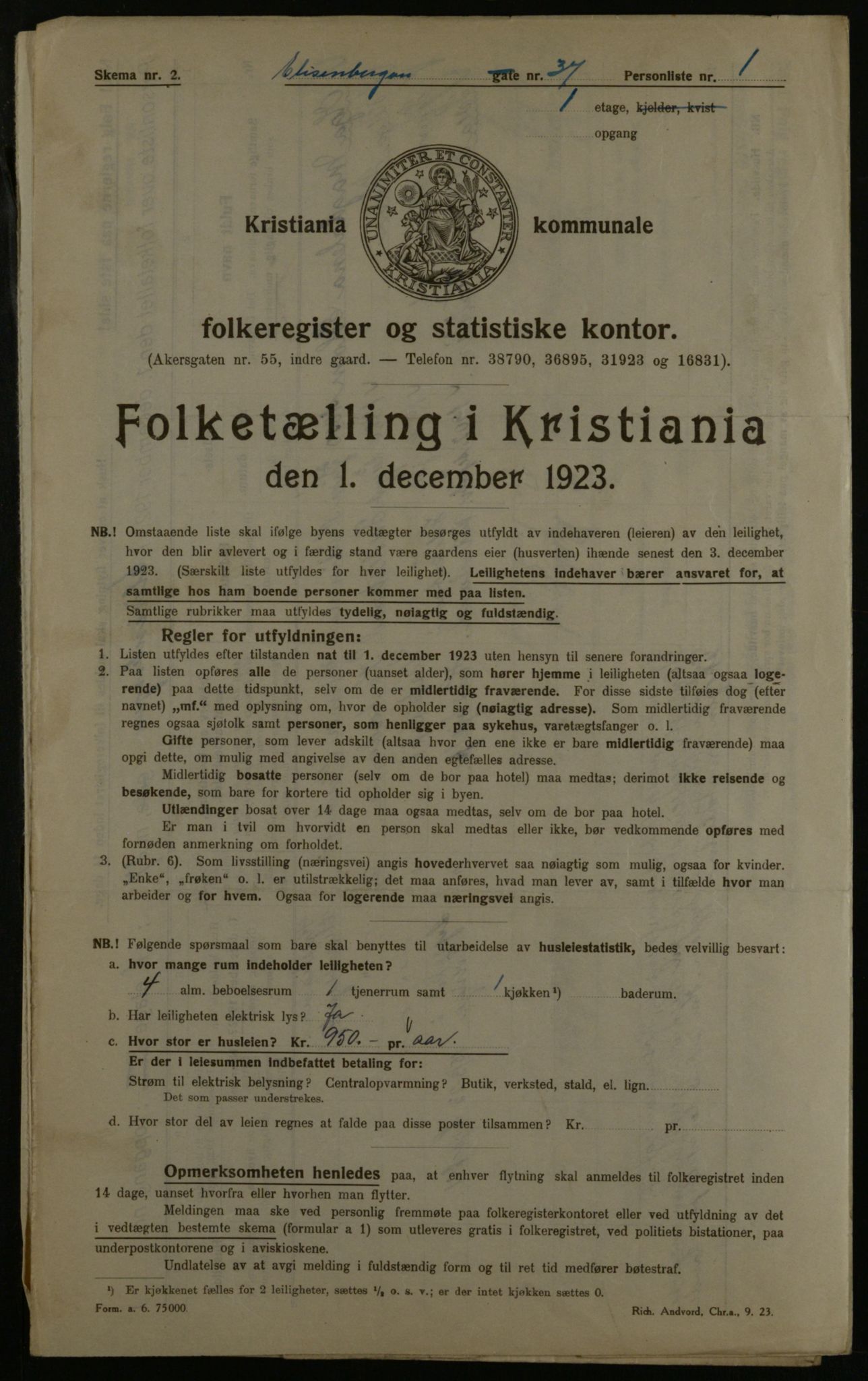 OBA, Municipal Census 1923 for Kristiania, 1923, p. 23213