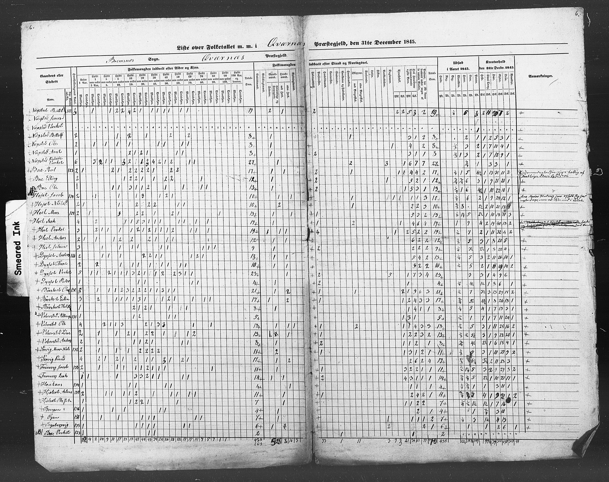 SAT, Census 1845 for Kvernes, 1845, p. 11