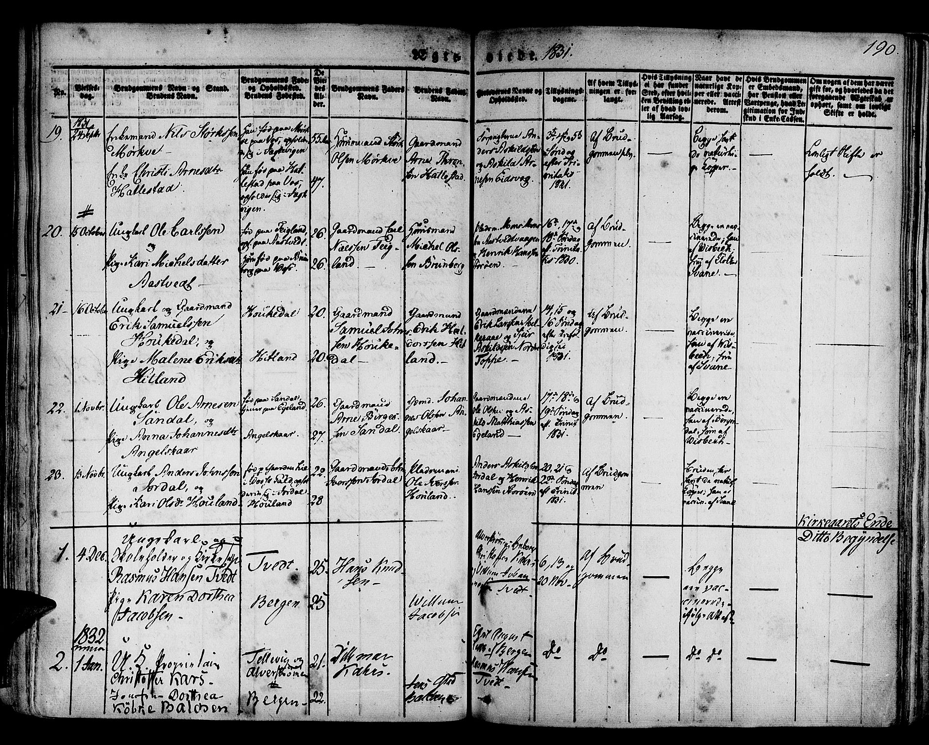 Hamre sokneprestembete, SAB/A-75501/H/Ha/Haa/Haaa/L0011: Parish register (official) no. A 11, 1826-1834, p. 190