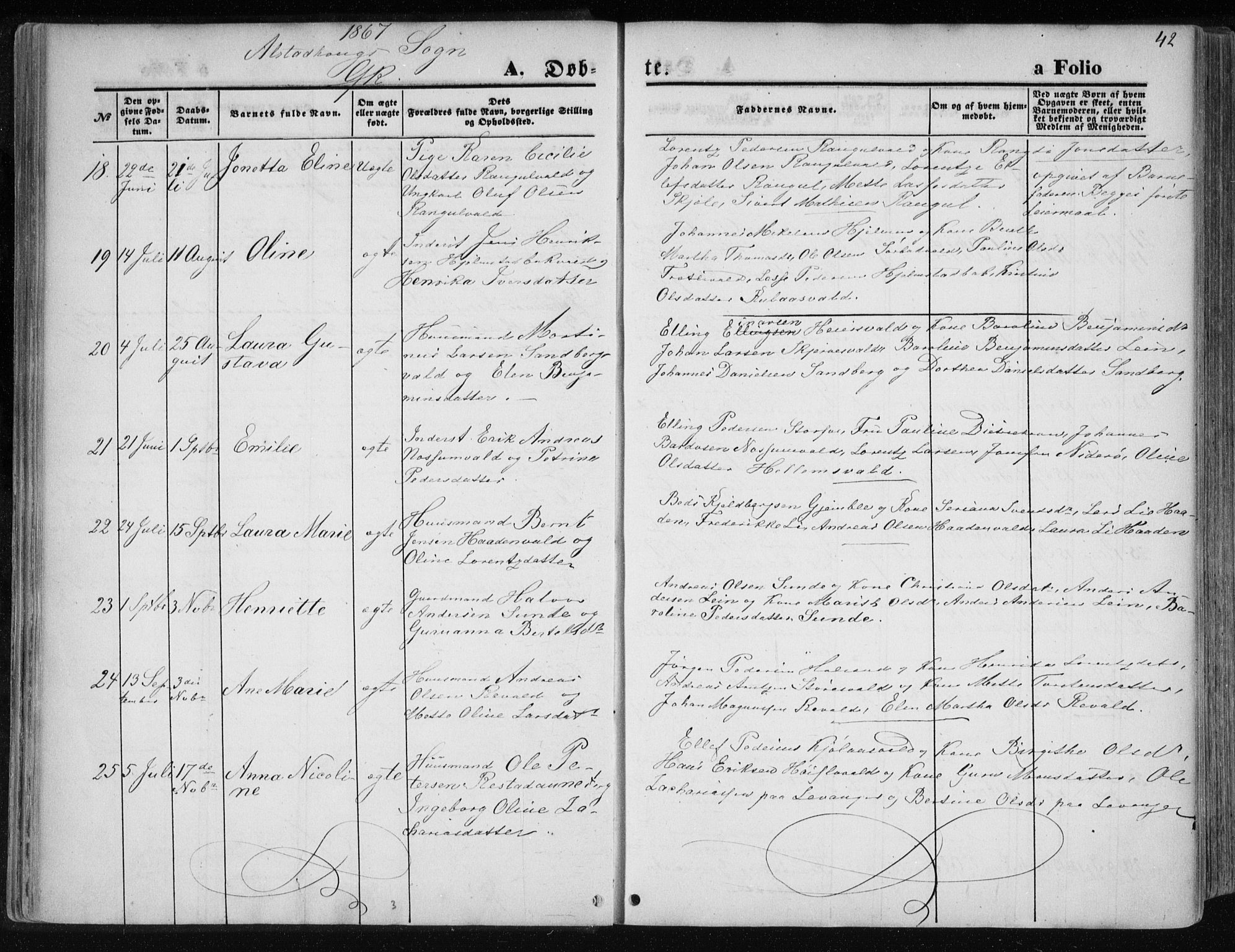 Ministerialprotokoller, klokkerbøker og fødselsregistre - Nord-Trøndelag, AV/SAT-A-1458/717/L0157: Parish register (official) no. 717A08 /1, 1863-1877, p. 42