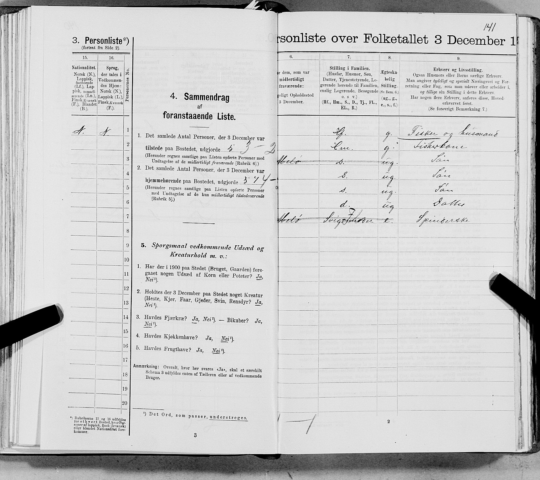SAT, 1900 census for Gildeskål, 1900, p. 1650