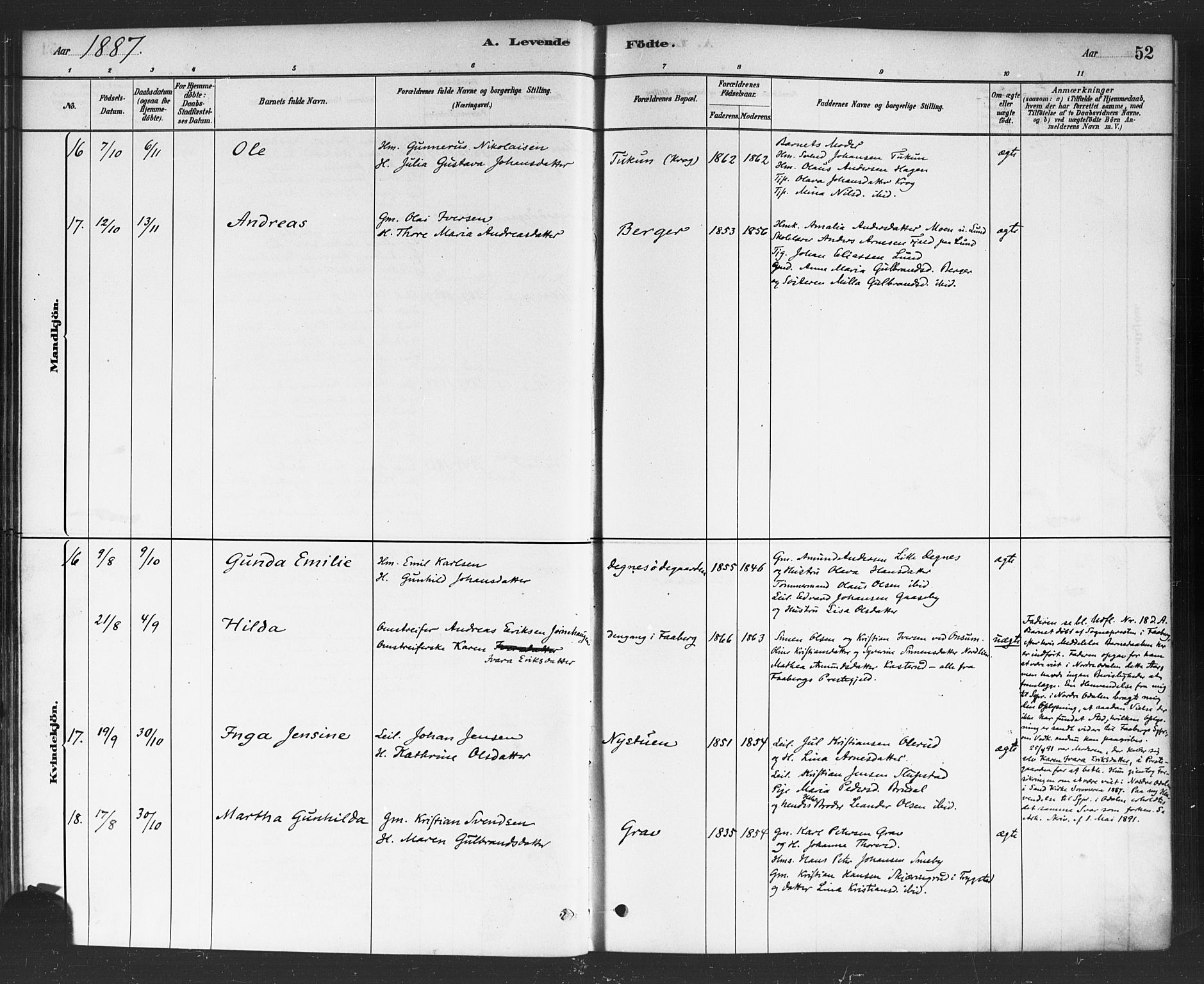 Rødenes prestekontor Kirkebøker, SAO/A-2005/F/Fa/L0009: Parish register (official) no. I 9, 1880-1889, p. 52