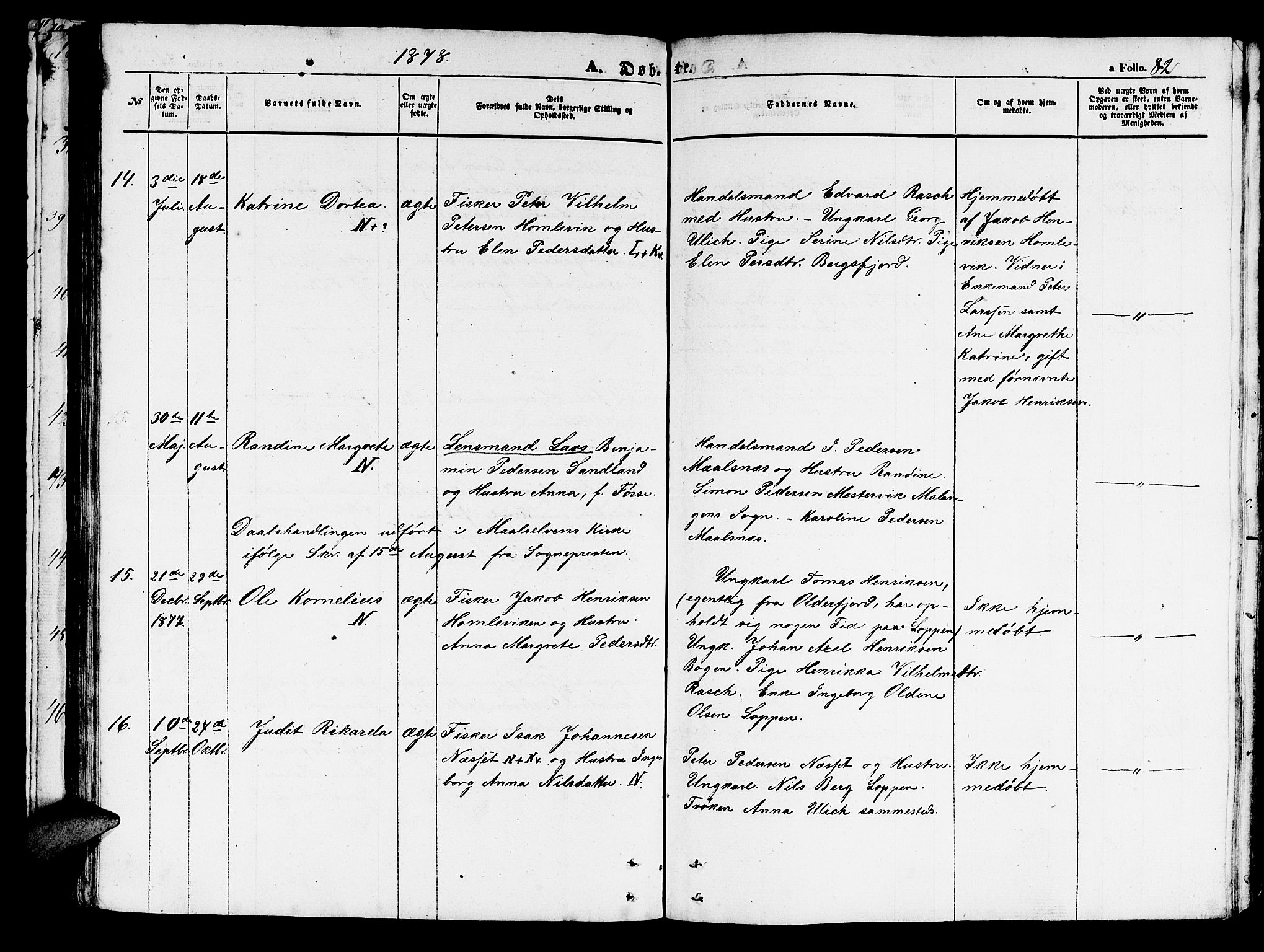 Loppa sokneprestkontor, AV/SATØ-S-1339/H/Hb/L0002klokker: Parish register (copy) no. 2, 1850-1880, p. 82