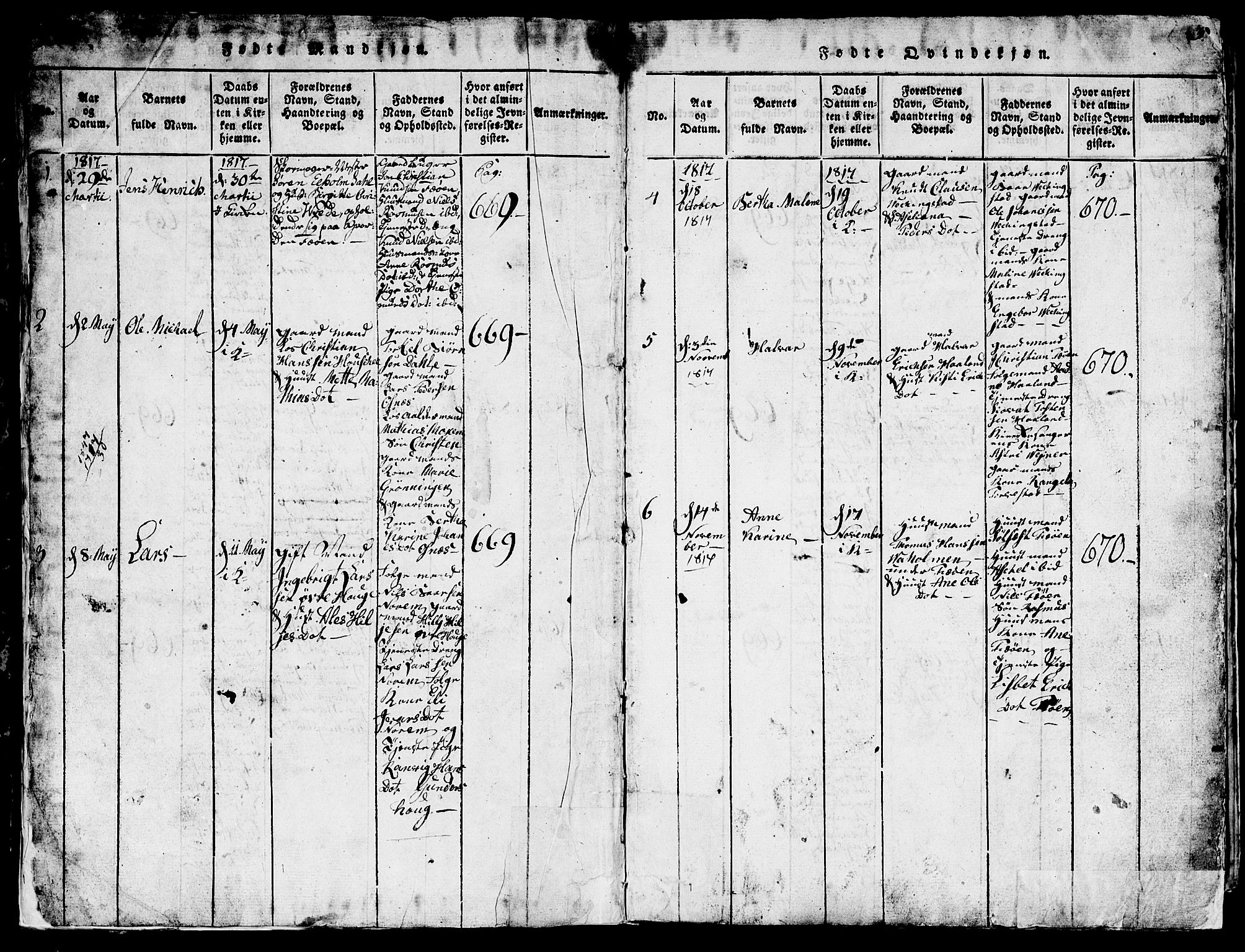 Torvastad sokneprestkontor, AV/SAST-A -101857/H/Ha/Hab/L0001: Parish register (copy) no. B 1 /1, 1817-1835, p. 2-3