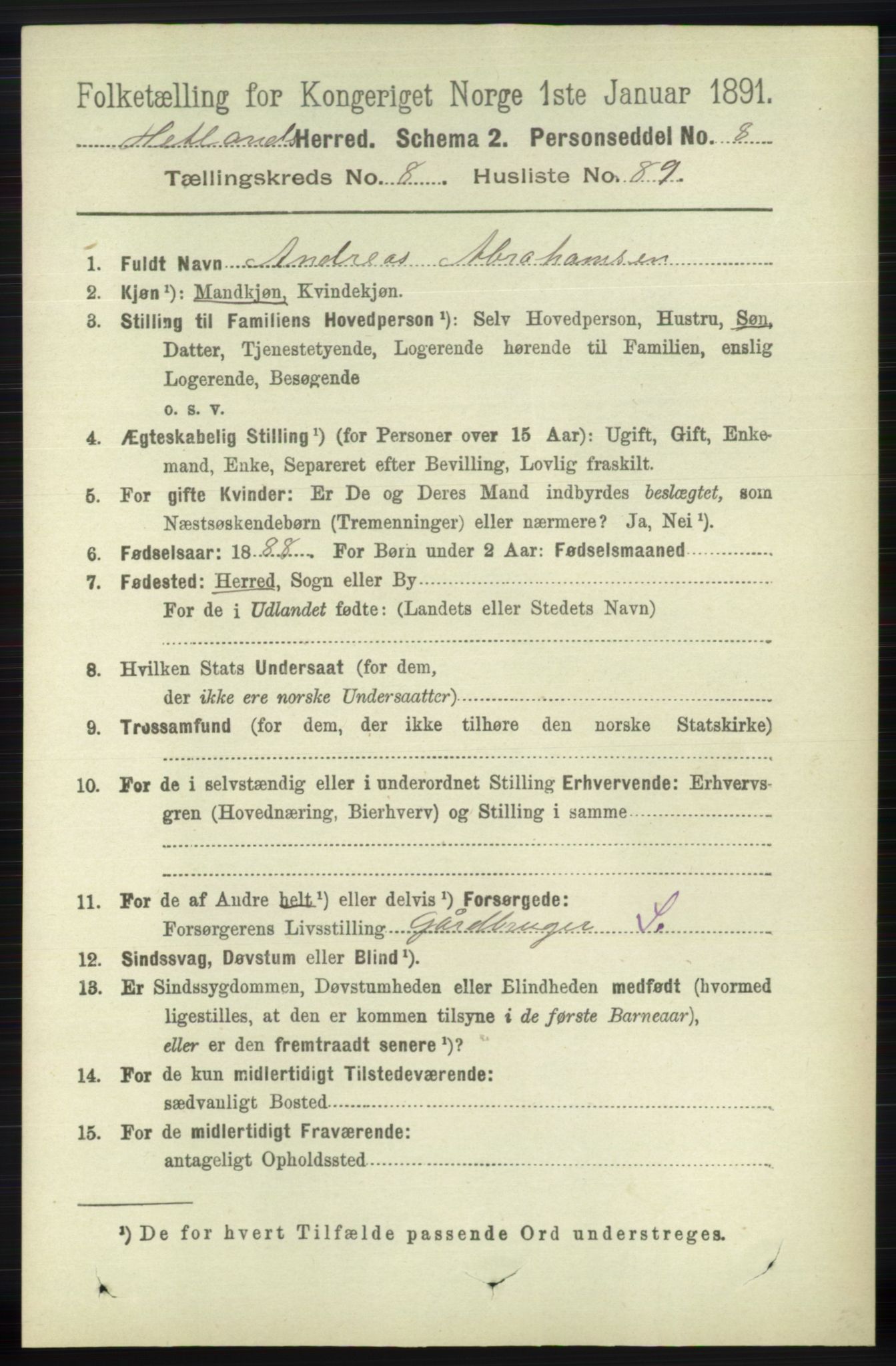 RA, 1891 census for 1126 Hetland, 1891, p. 4988