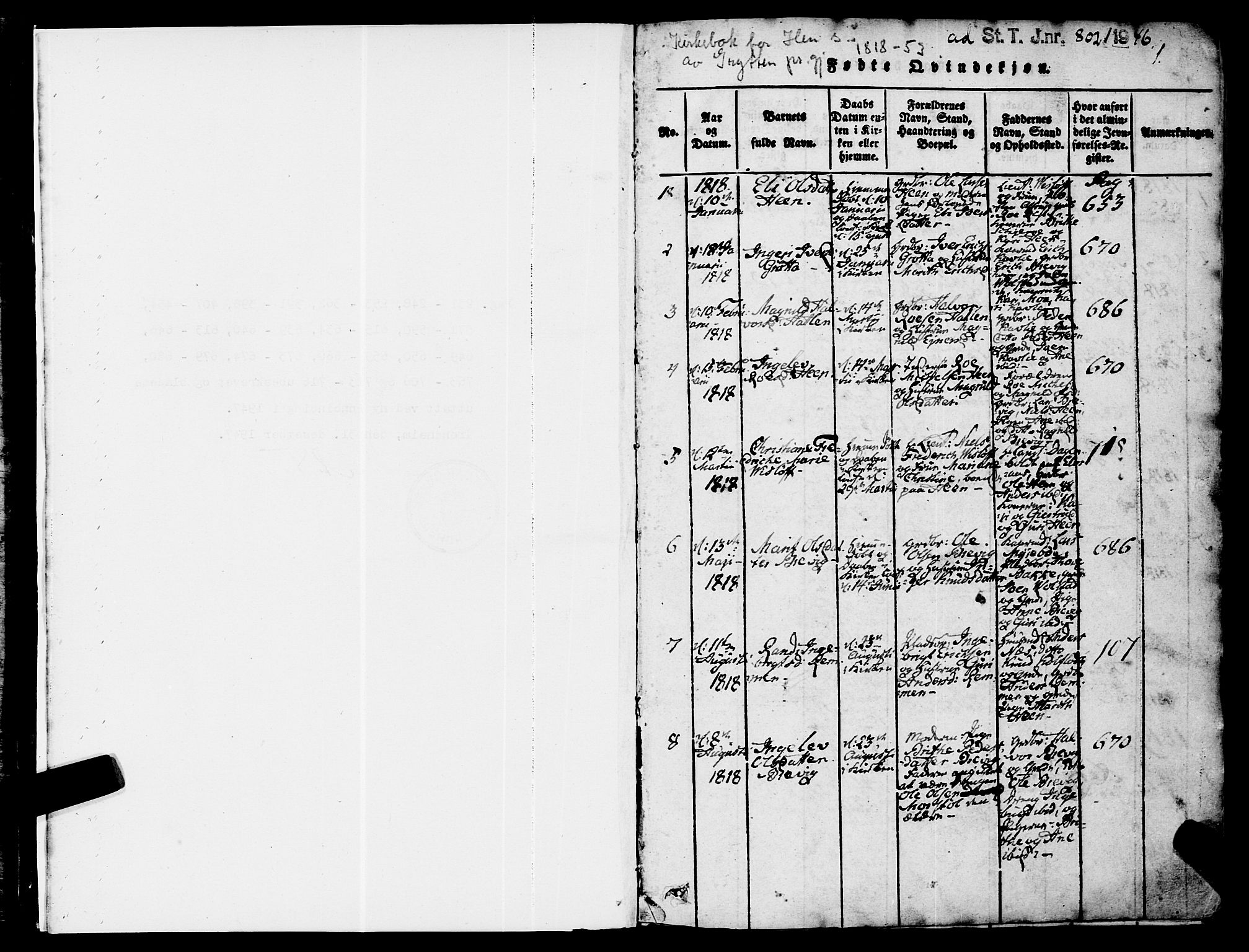 Ministerialprotokoller, klokkerbøker og fødselsregistre - Møre og Romsdal, SAT/A-1454/545/L0585: Parish register (official) no. 545A01, 1818-1853, p. 0-1