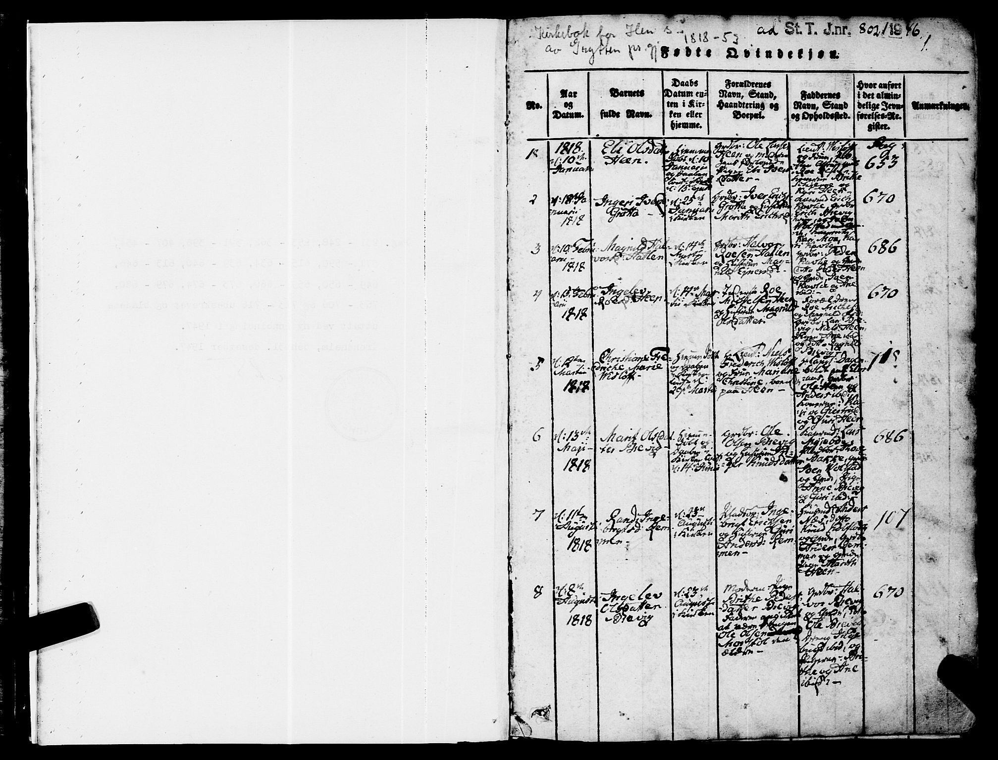 Ministerialprotokoller, klokkerbøker og fødselsregistre - Møre og Romsdal, AV/SAT-A-1454/545/L0585: Parish register (official) no. 545A01, 1818-1853, p. 0-1