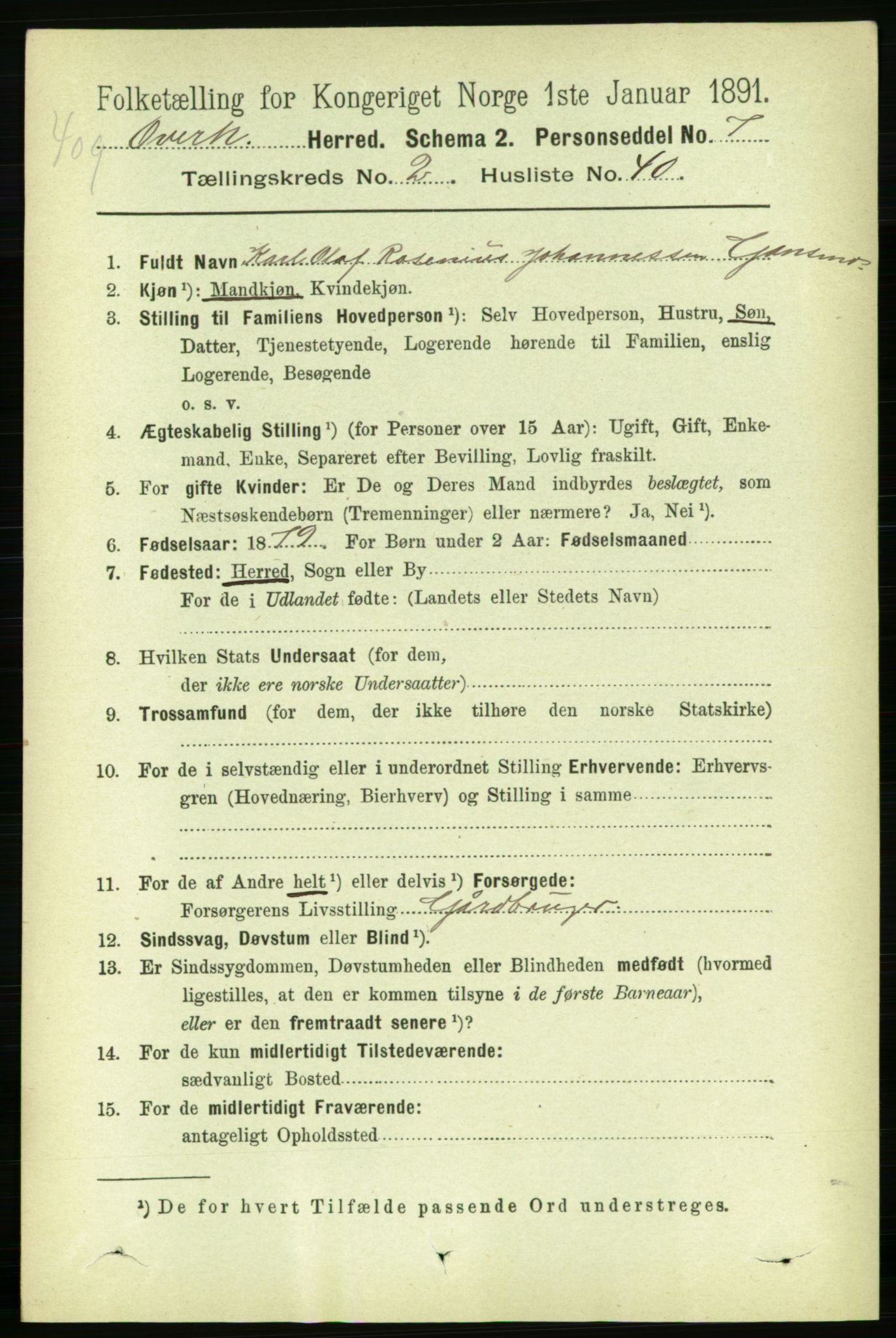 RA, 1891 census for 1744 Overhalla, 1891, p. 688