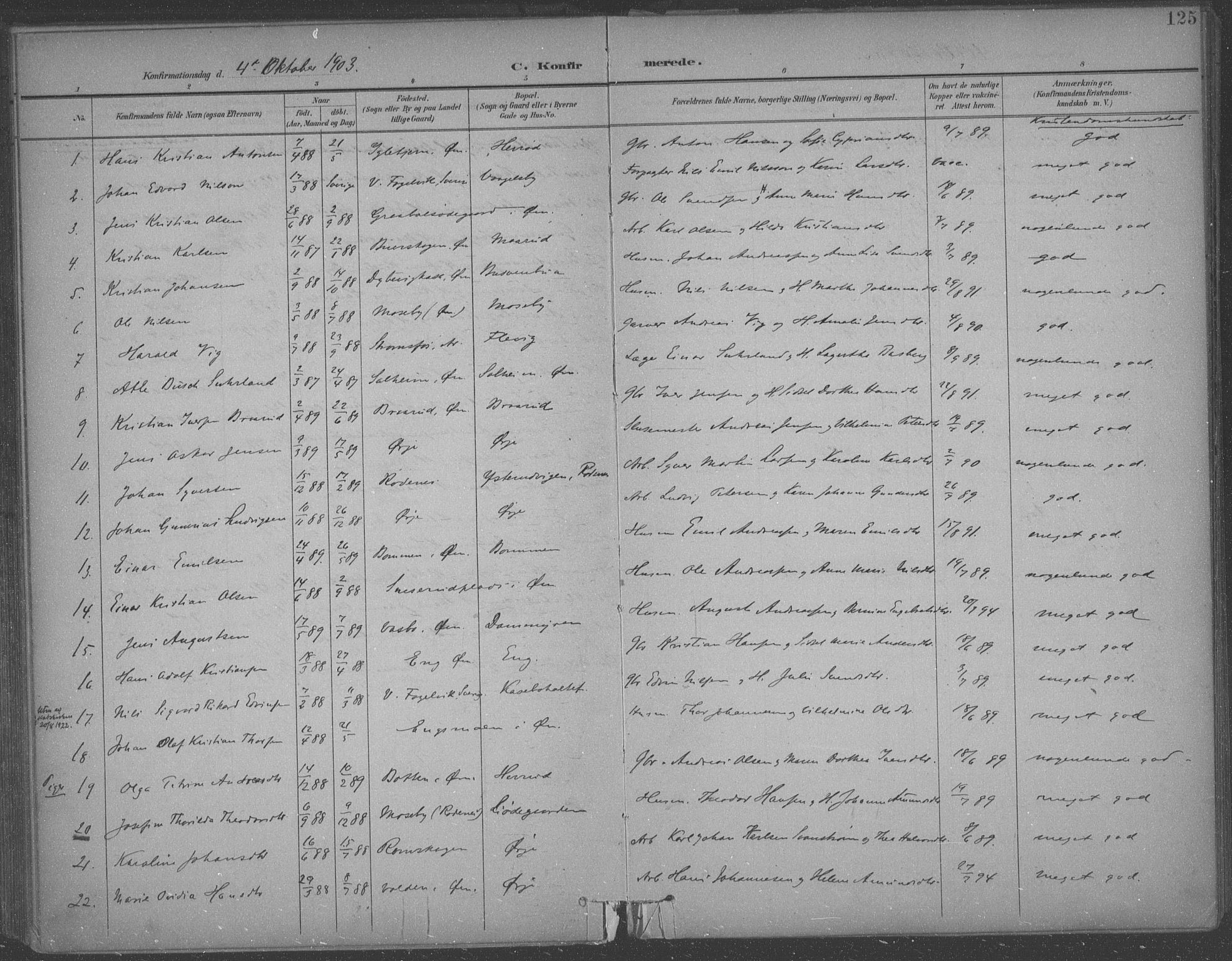 Aremark prestekontor Kirkebøker, SAO/A-10899/F/Fb/L0005: Parish register (official) no. II 5, 1895-1919, p. 125