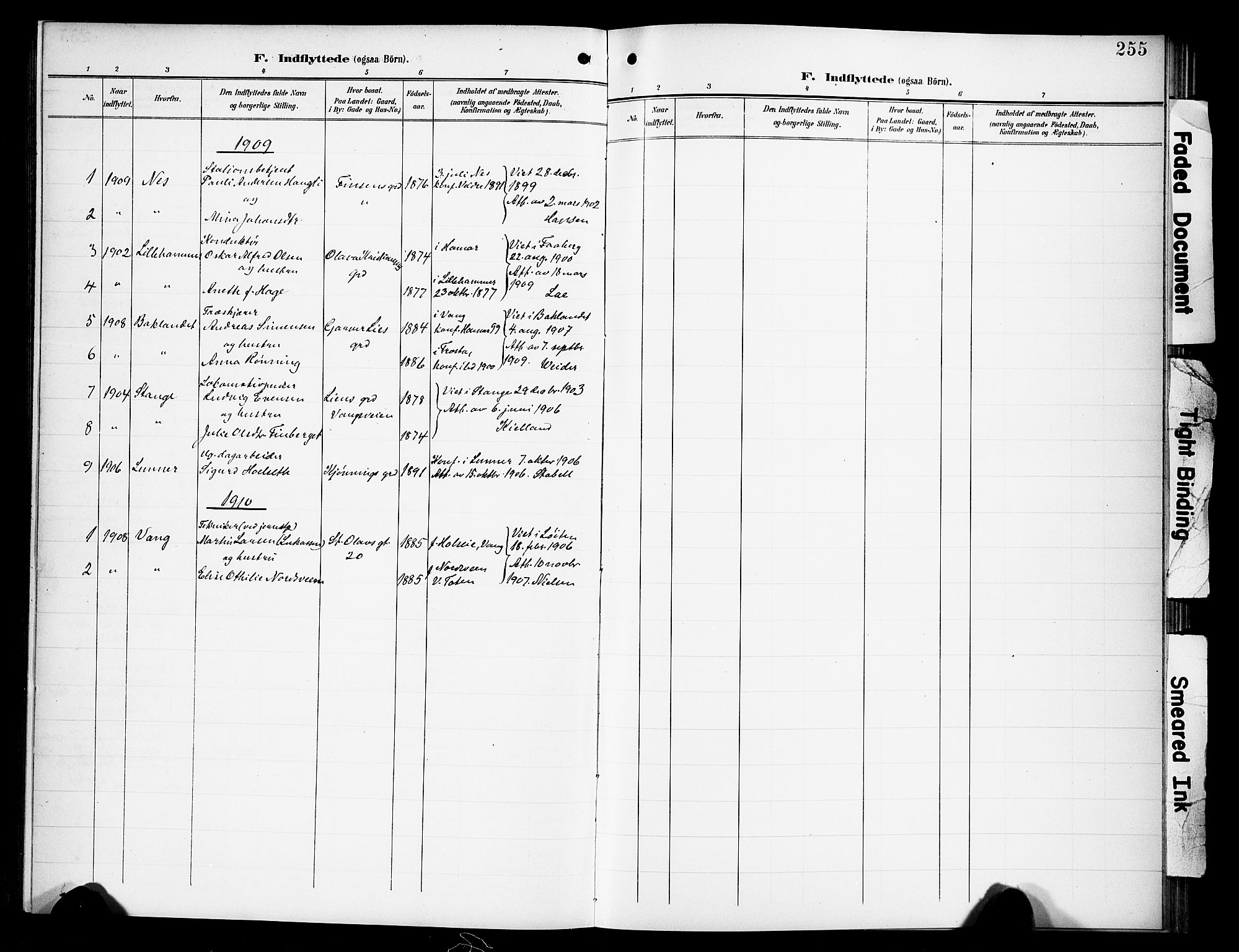 Hamar prestekontor, SAH/DOMPH-002/H/Ha/Hab/L0002: Parish register (copy) no. 2, 1899-1929, p. 255
