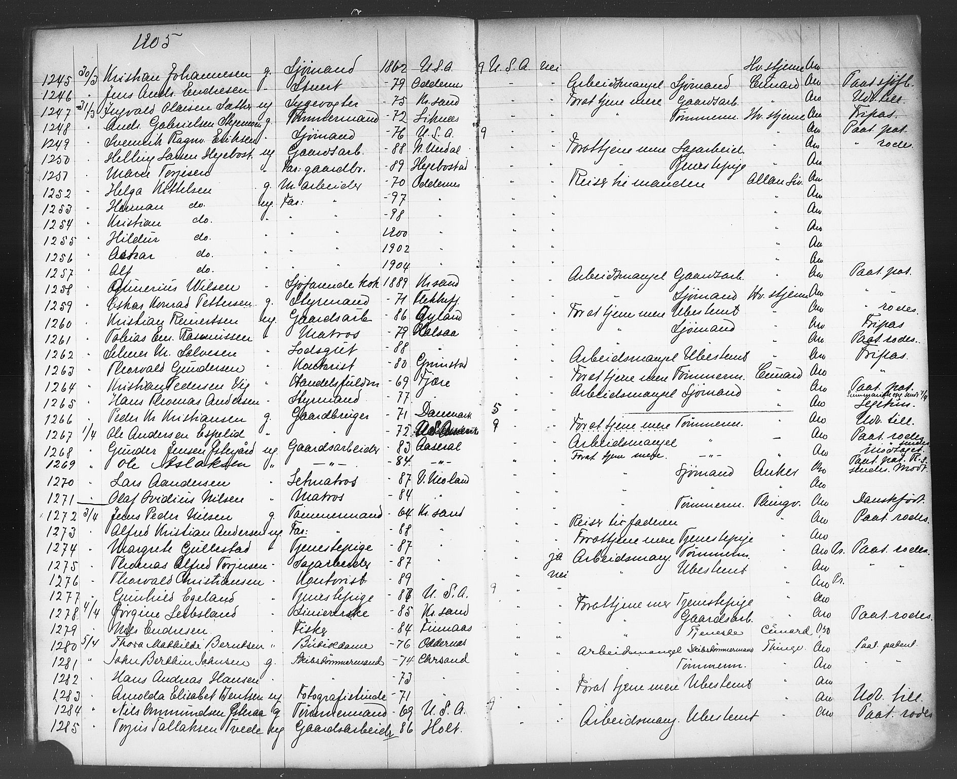 Kristiansand politikammer, AV/SAK-1243-0004/K/Kb/L0244: Emigrantprotokoll, 1905-1908, p. 14