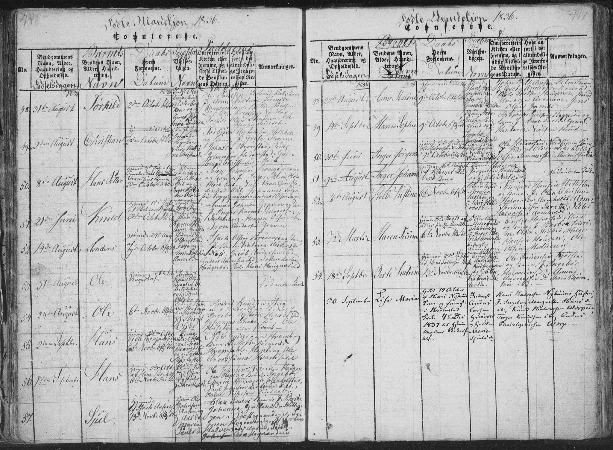 Sandsvær kirkebøker, AV/SAKO-A-244/F/Fa/L0004: Parish register (official) no. I 4, 1817-1839, p. 446-447