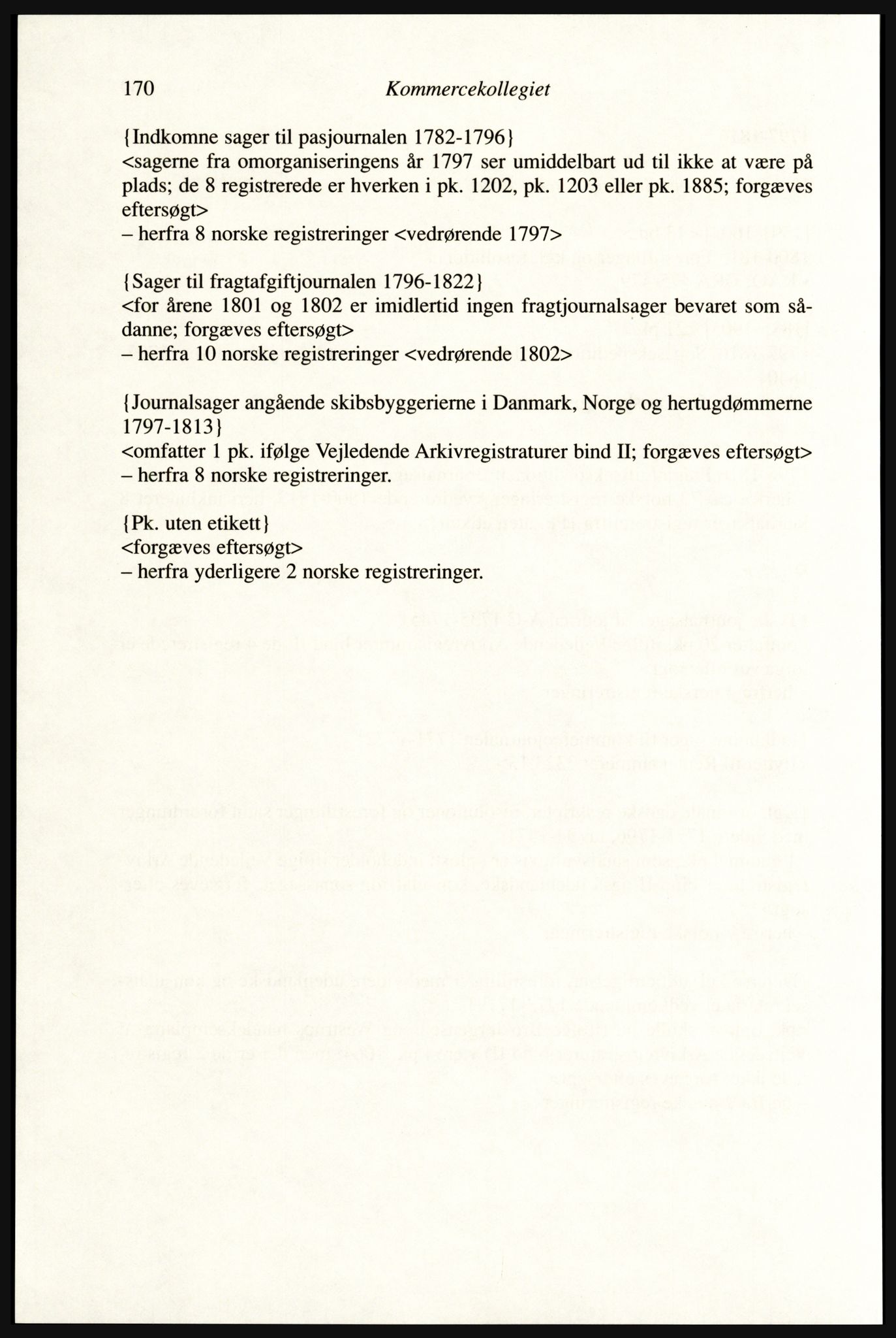 Publikasjoner utgitt av Arkivverket, PUBL/PUBL-001/A/0002: Erik Gøbel: NOREG, Tværregistratur over norgesrelevant materiale i Rigsarkivet i København (2000), 2000, p. 172