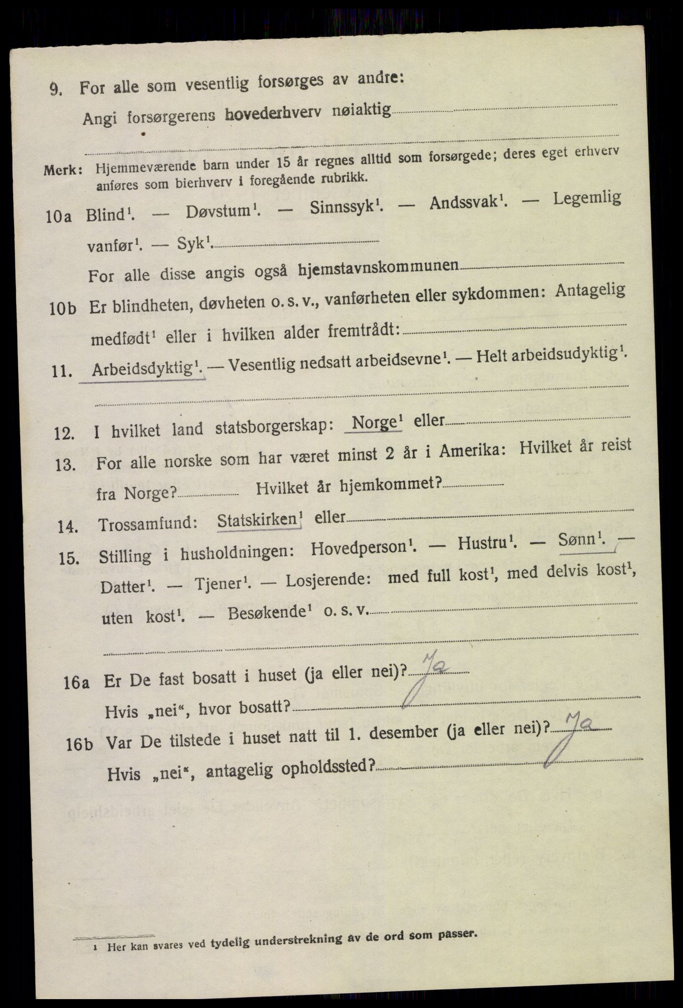 SAK, 1920 census for Stokken, 1920, p. 1039