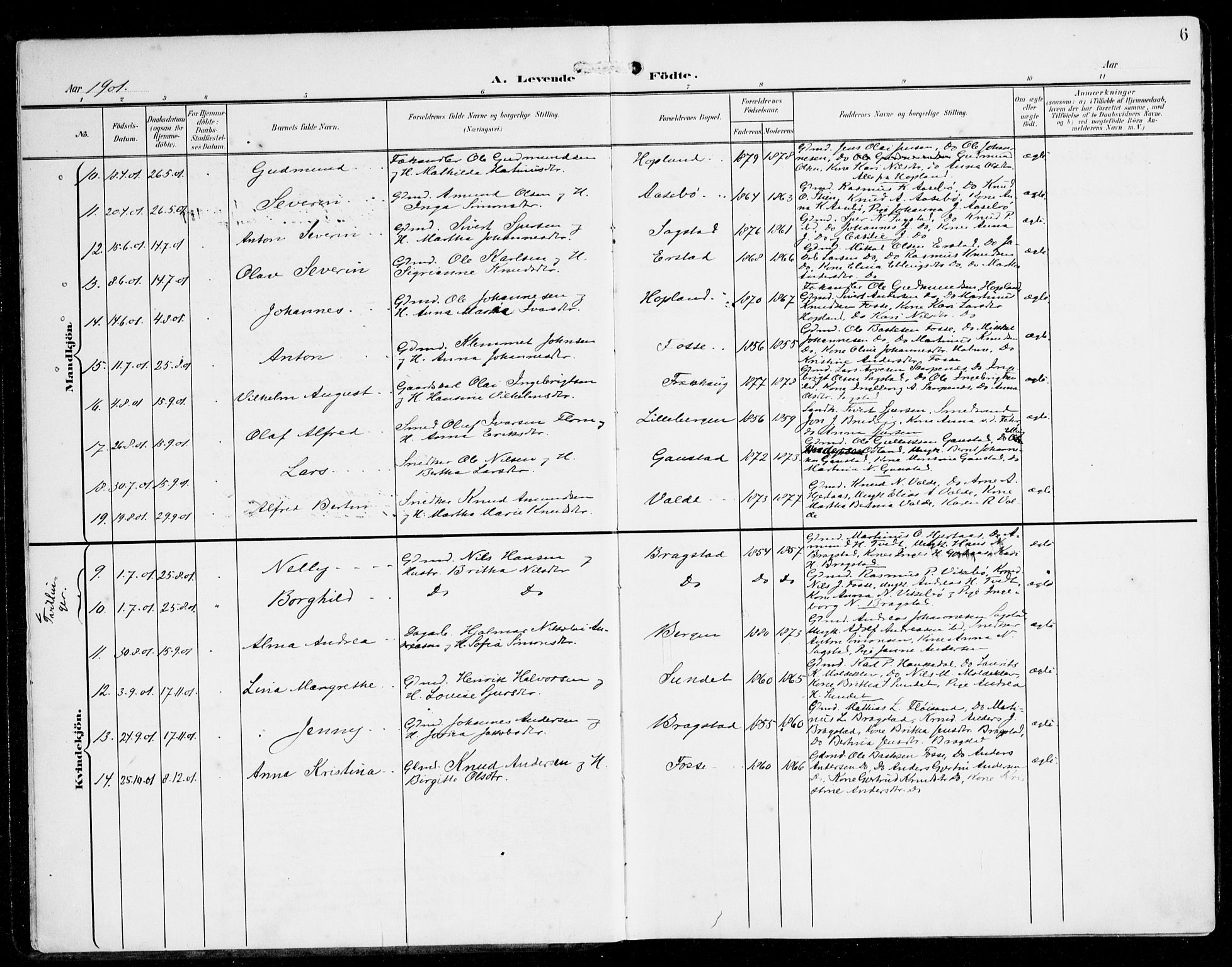 Alversund Sokneprestembete, SAB/A-73901/H/Ha/Haa/Haac/L0002: Parish register (official) no. C 2, 1901-1921, p. 6