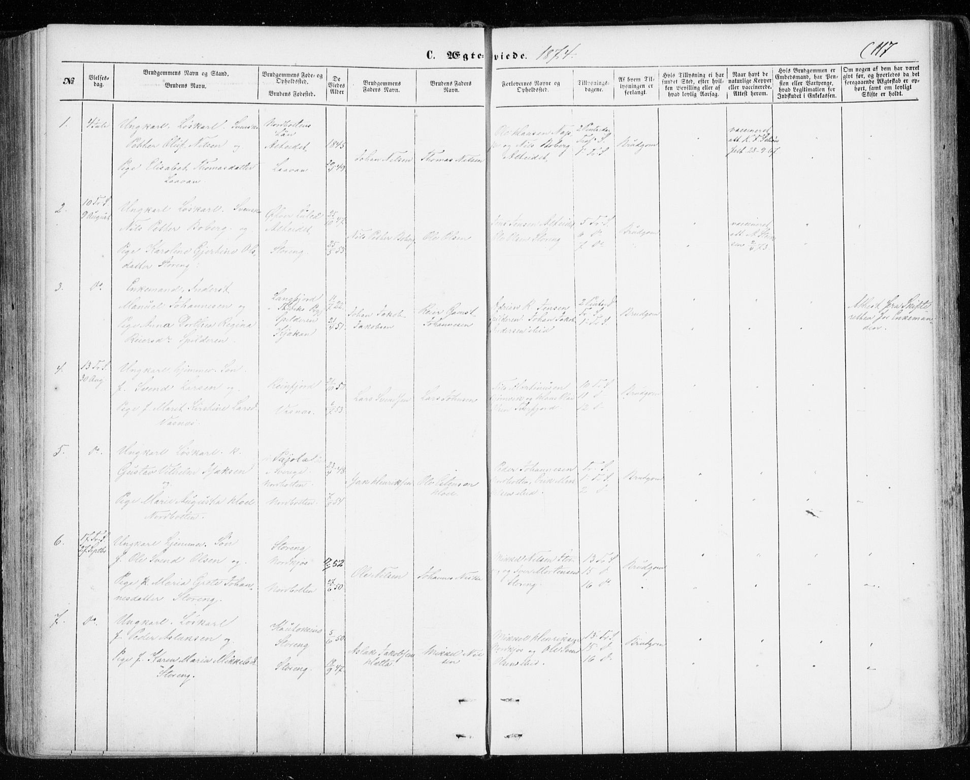 Skjervøy sokneprestkontor, SATØ/S-1300/H/Ha/Haa/L0011kirke: Parish register (official) no. 11, 1861-1877, p. 117