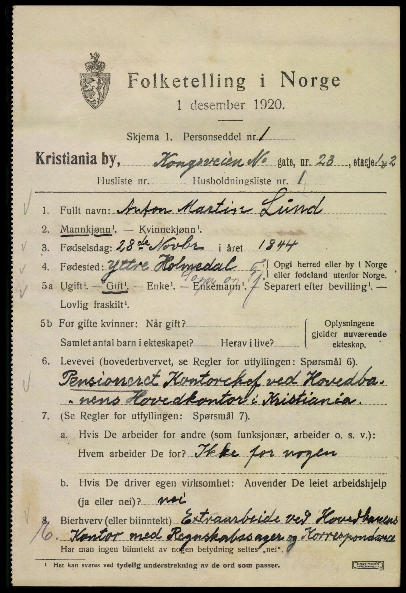 SAO, 1920 census for Kristiania, 1920, p. 348023