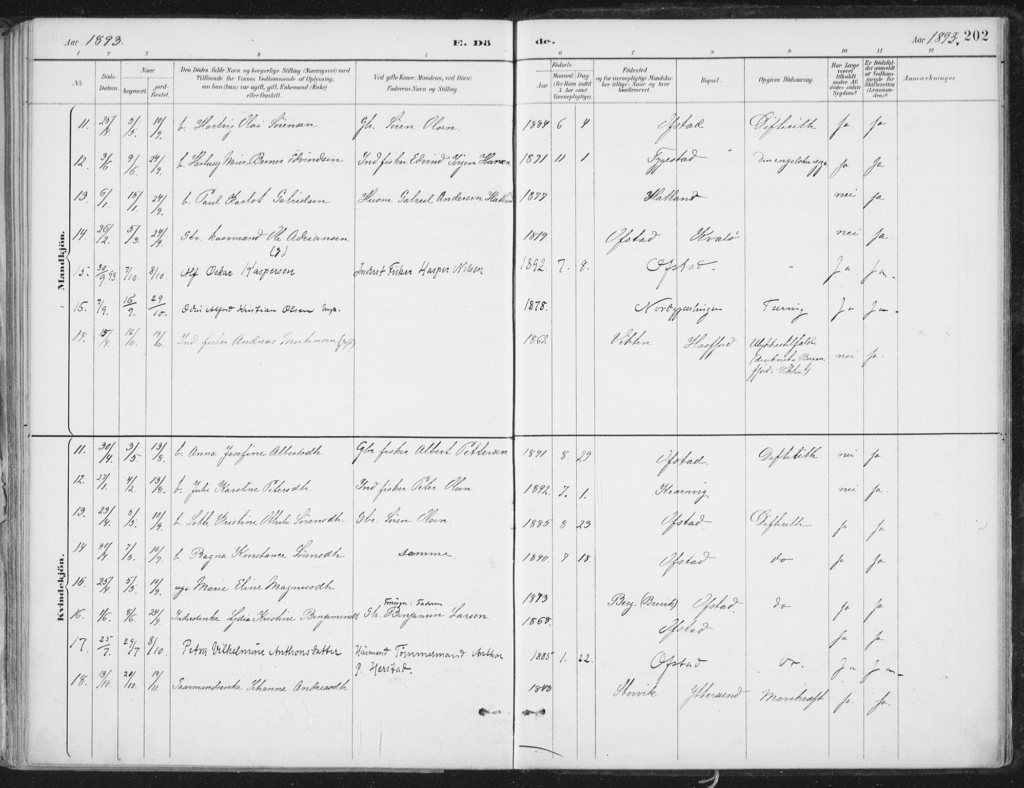 Ministerialprotokoller, klokkerbøker og fødselsregistre - Nord-Trøndelag, SAT/A-1458/786/L0687: Parish register (official) no. 786A03, 1888-1898, p. 202