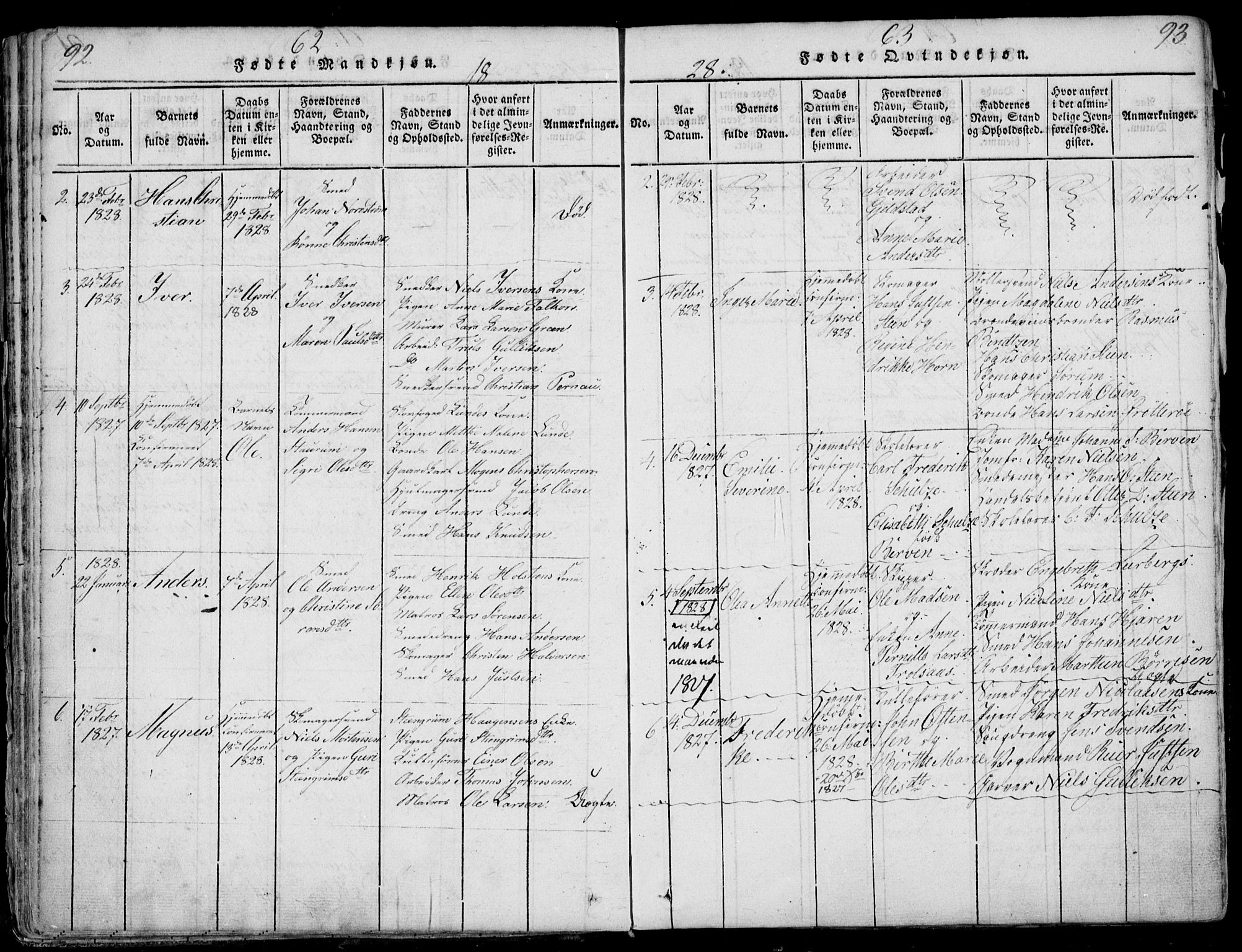 Larvik kirkebøker, AV/SAKO-A-352/F/Fb/L0002: Parish register (official) no. II 2, 1818-1842, p. 92-93