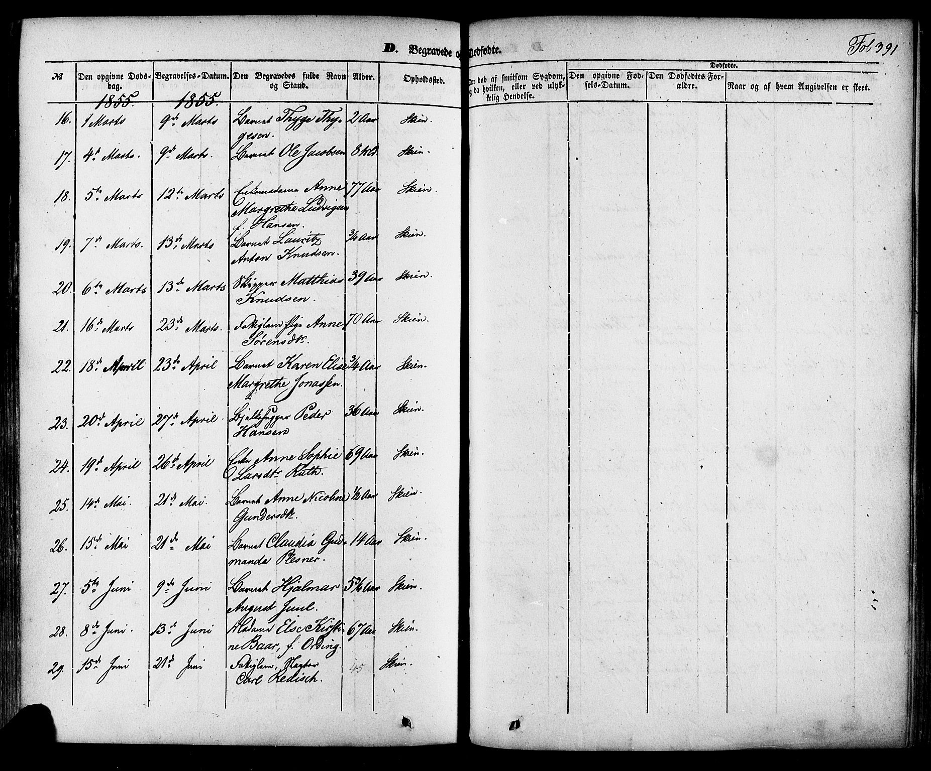 Skien kirkebøker, SAKO/A-302/F/Fa/L0006a: Parish register (official) no. 6A, 1843-1856, p. 391