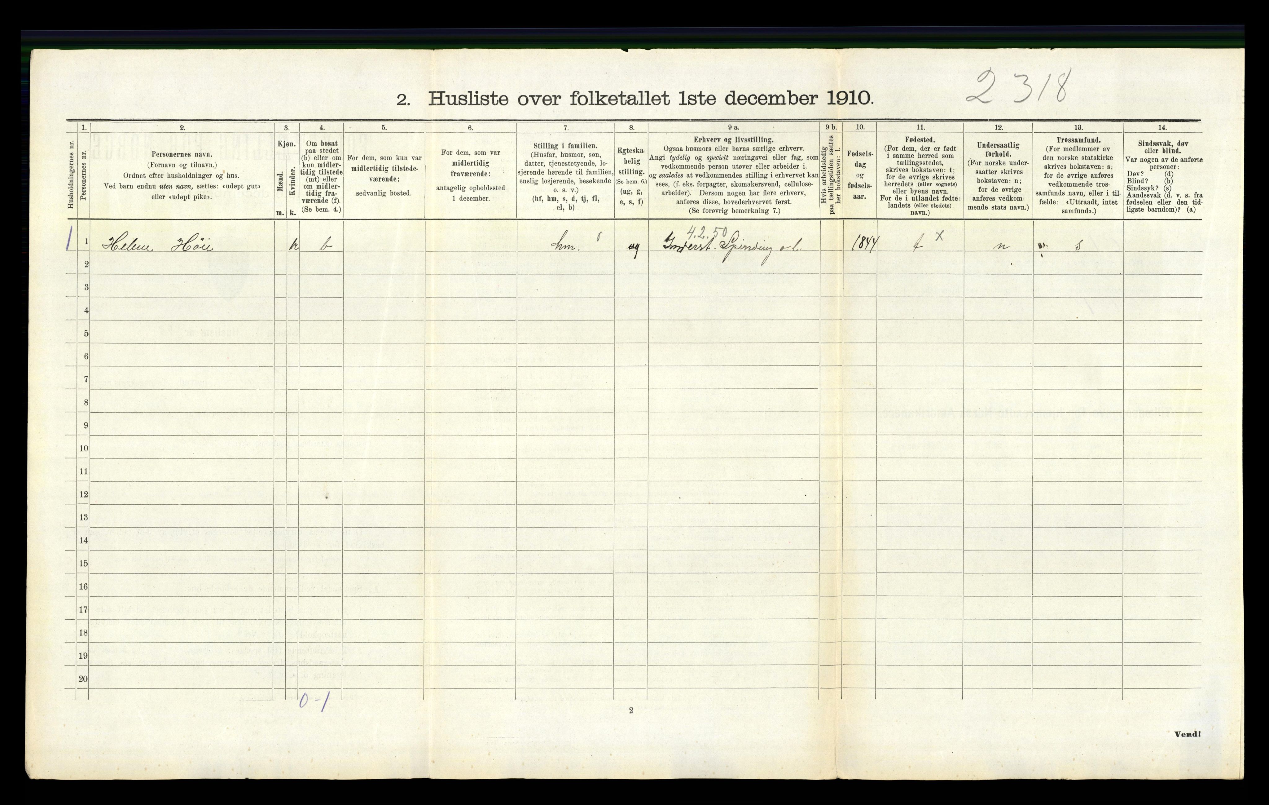 RA, 1910 census for Øyslebø, 1910, p. 343