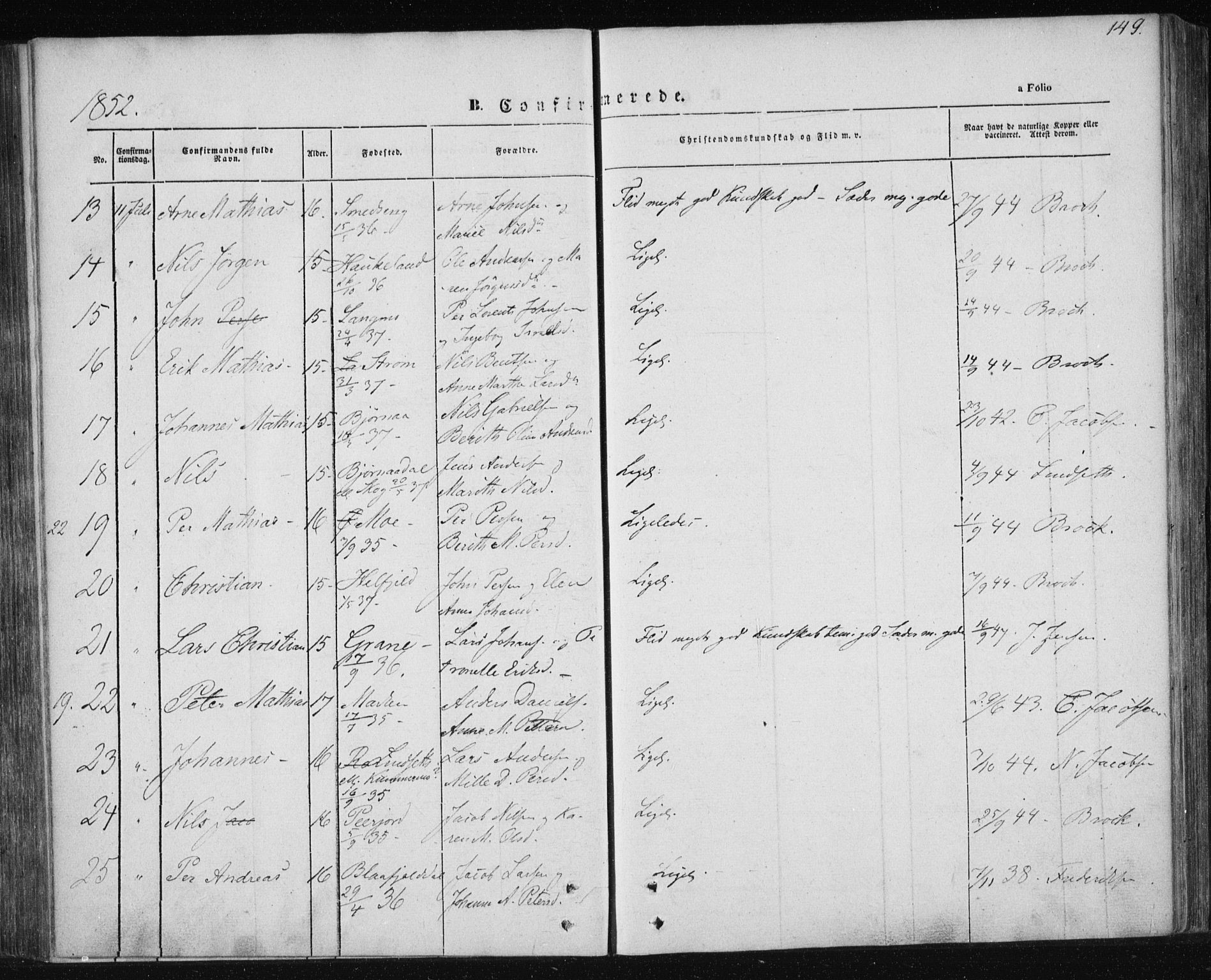 Ministerialprotokoller, klokkerbøker og fødselsregistre - Nordland, AV/SAT-A-1459/820/L0291: Parish register (official) no. 820A12, 1846-1854, p. 149