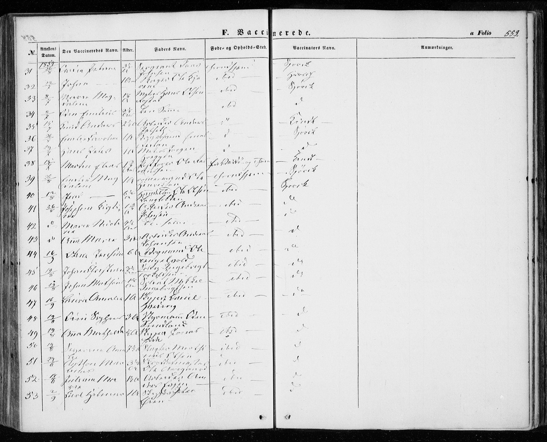 Ministerialprotokoller, klokkerbøker og fødselsregistre - Sør-Trøndelag, SAT/A-1456/601/L0051: Parish register (official) no. 601A19, 1848-1857, p. 559