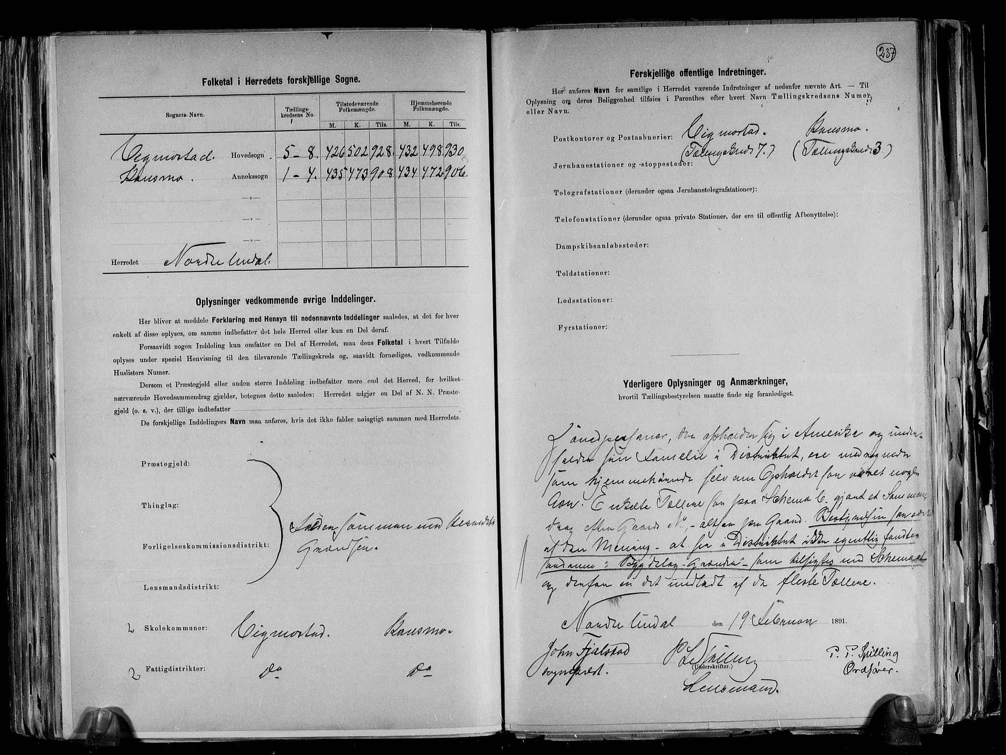 RA, 1891 census for 1028 Nord-Audnedal, 1891, p. 3