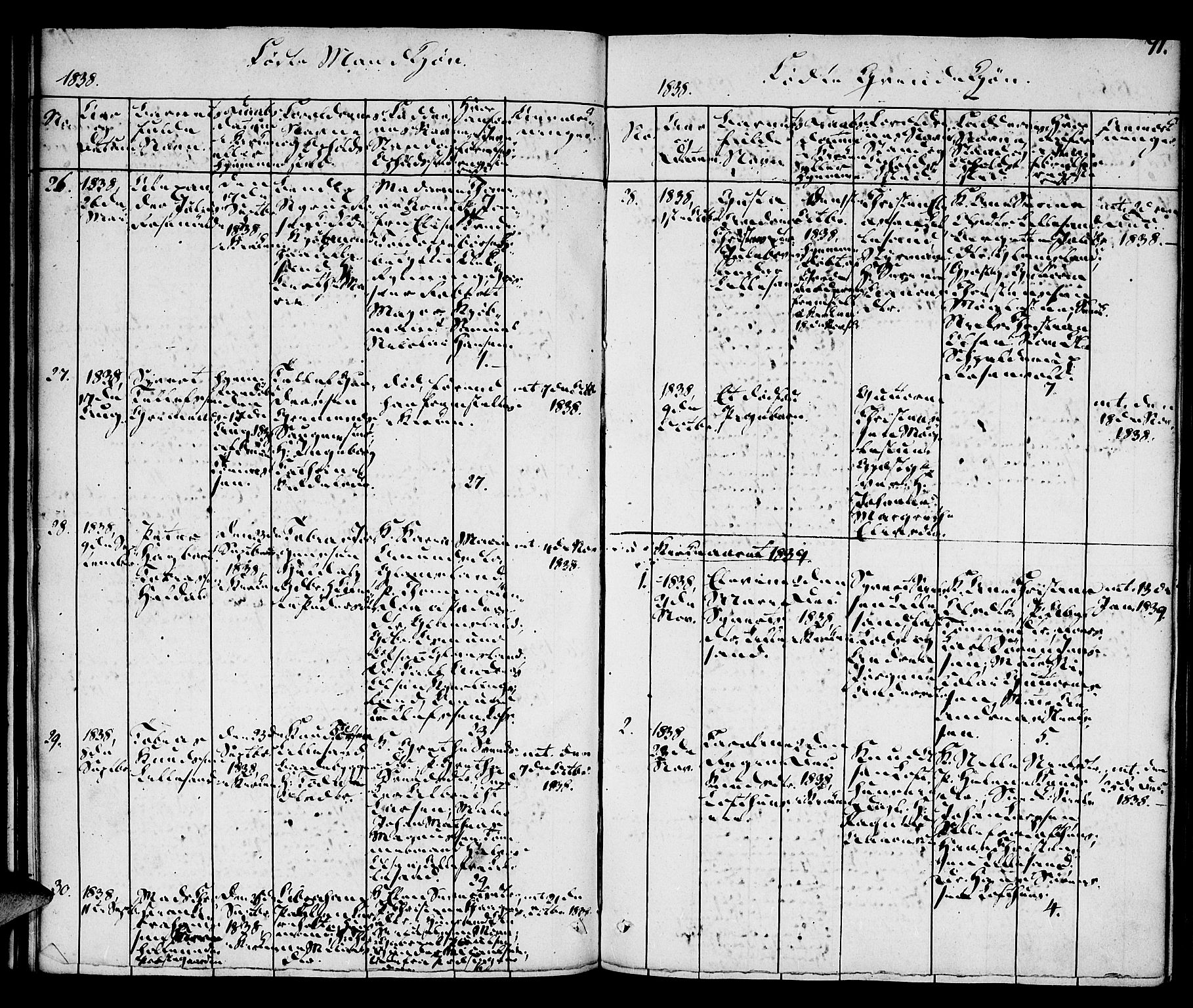 Vestre Moland sokneprestkontor, SAK/1111-0046/F/Fa/Fab/L0004: Parish register (official) no. A 4, 1835-1843, p. 71