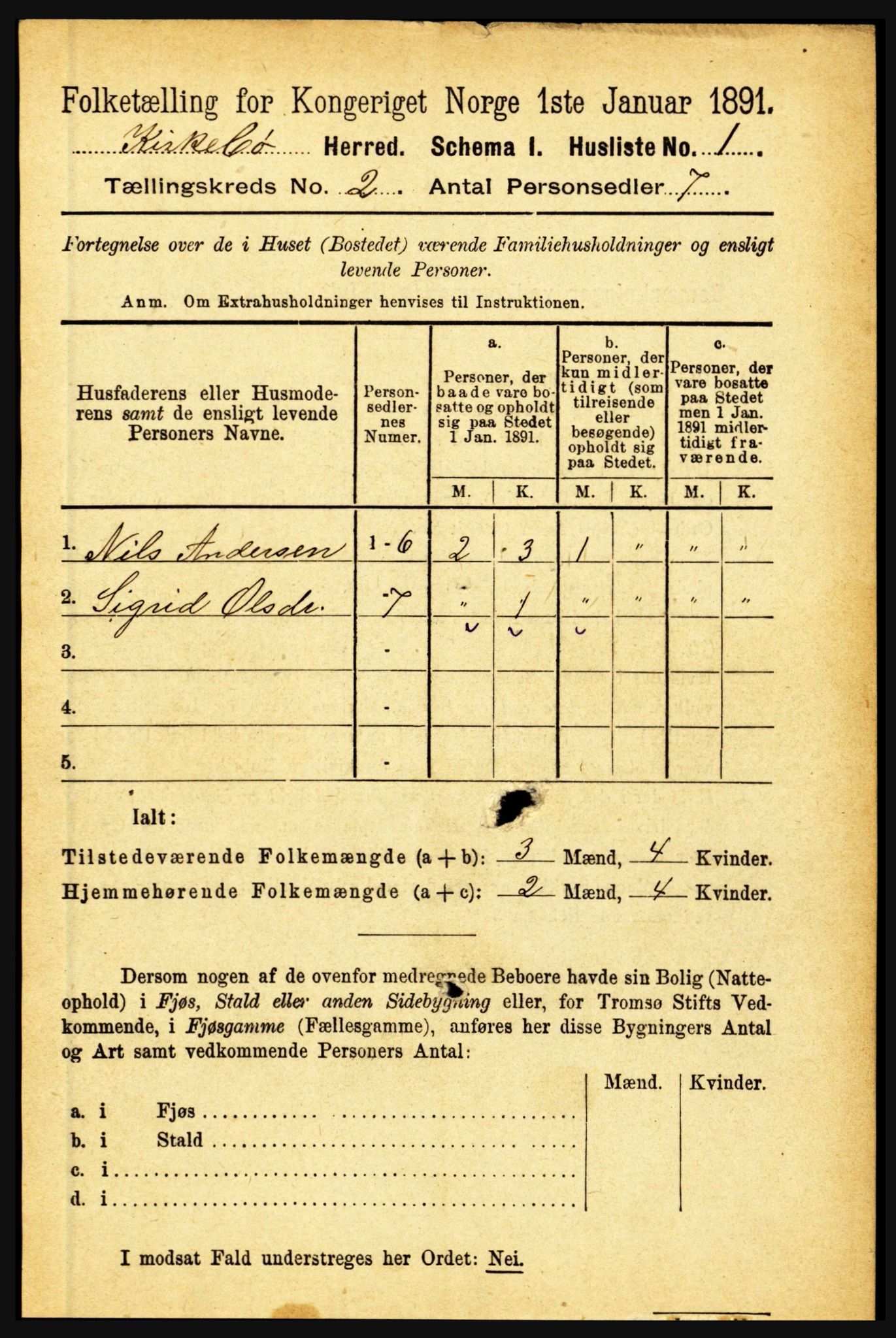 RA, 1891 census for 1416 Kyrkjebø, 1891, p. 282