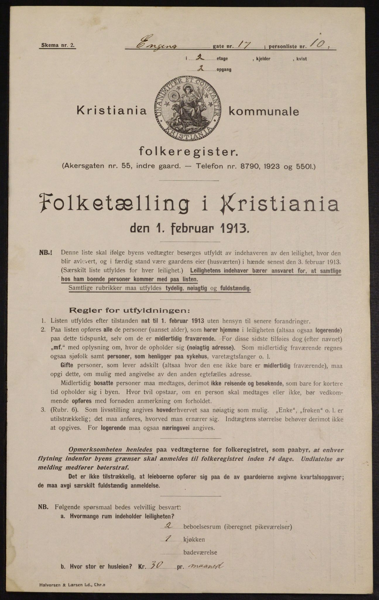 OBA, Municipal Census 1913 for Kristiania, 1913, p. 22031