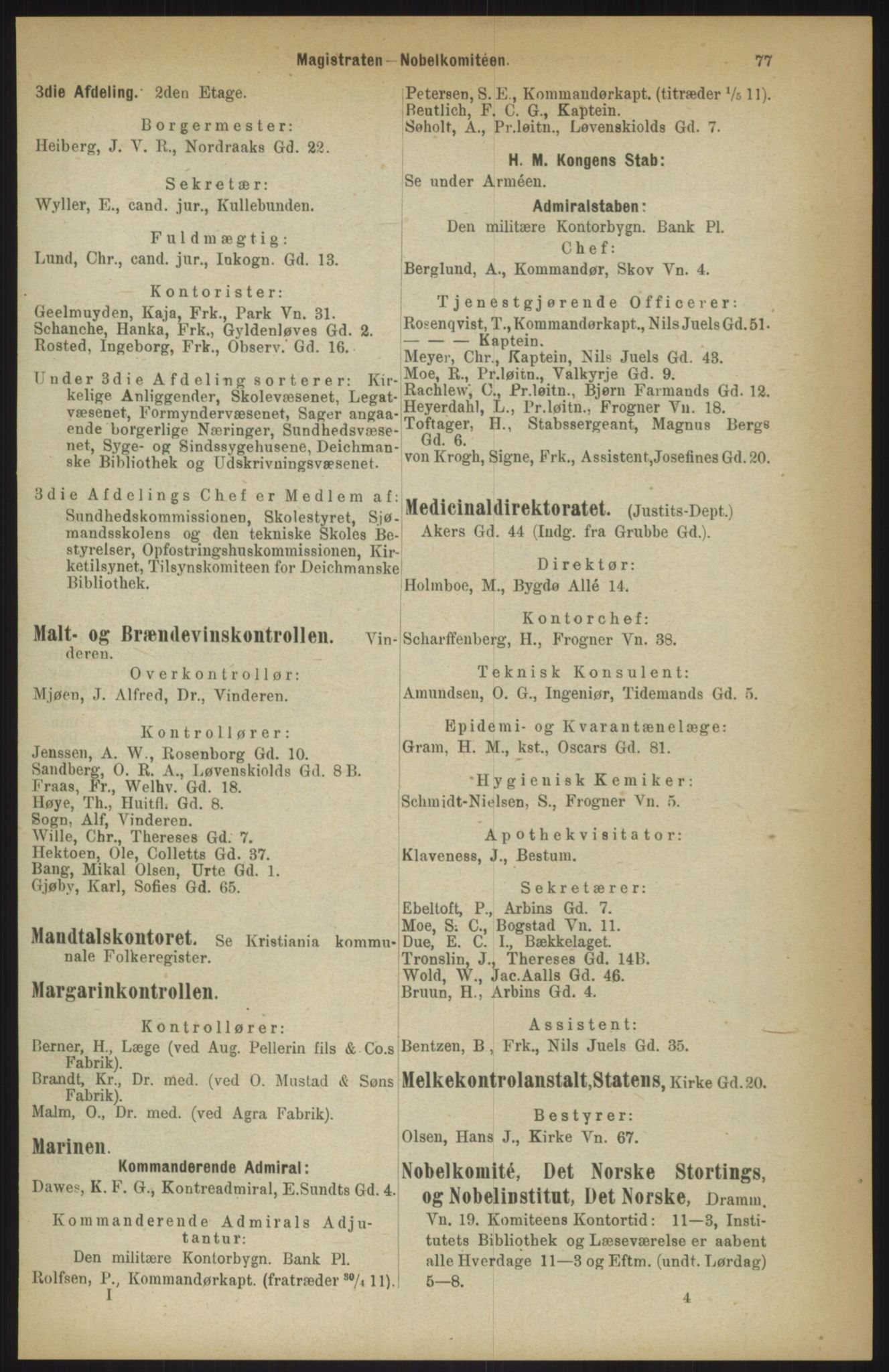 Kristiania/Oslo adressebok, PUBL/-, 1911, p. 77