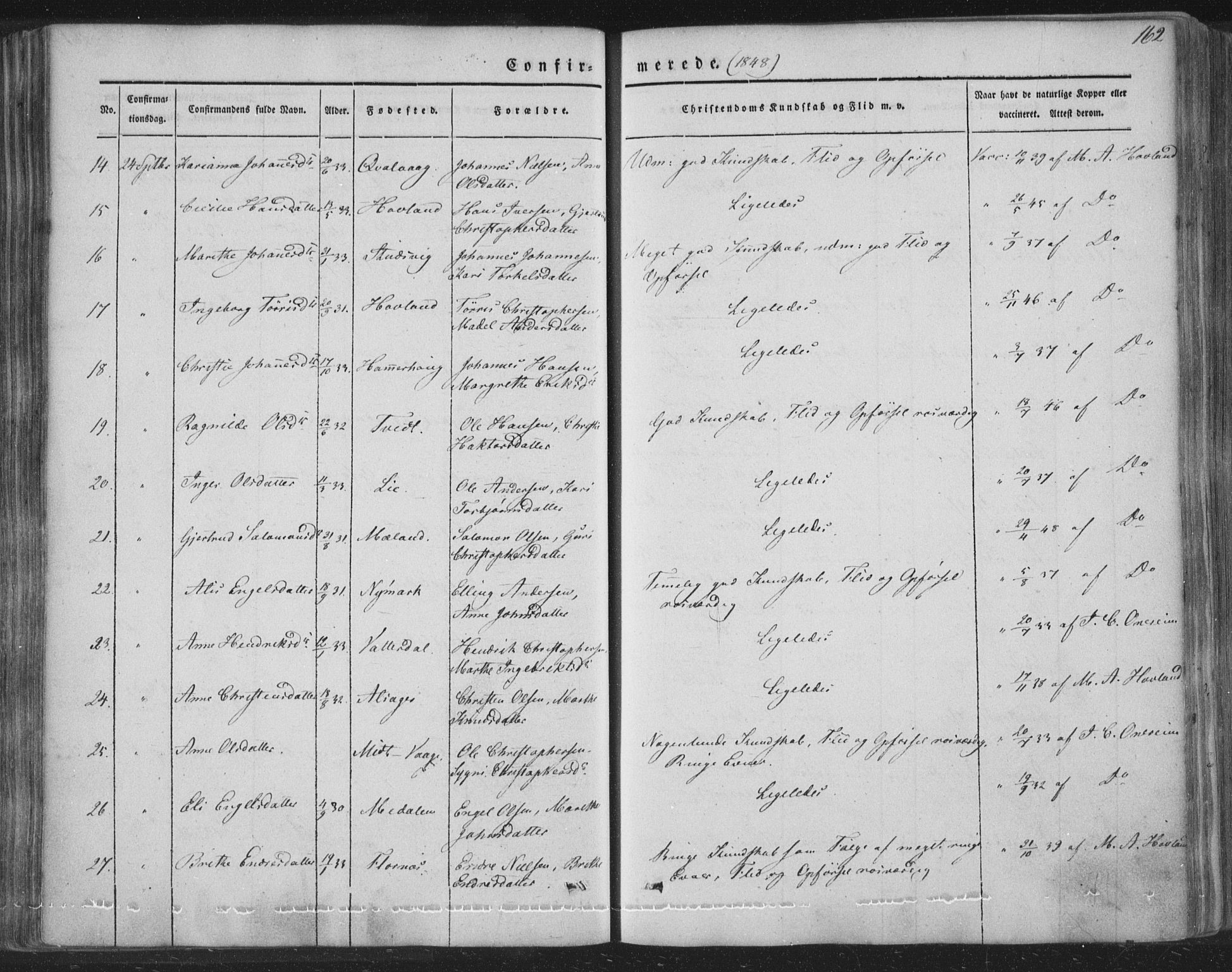 Tysnes sokneprestembete, AV/SAB-A-78601/H/Haa: Parish register (official) no. A 10, 1848-1859, p. 162