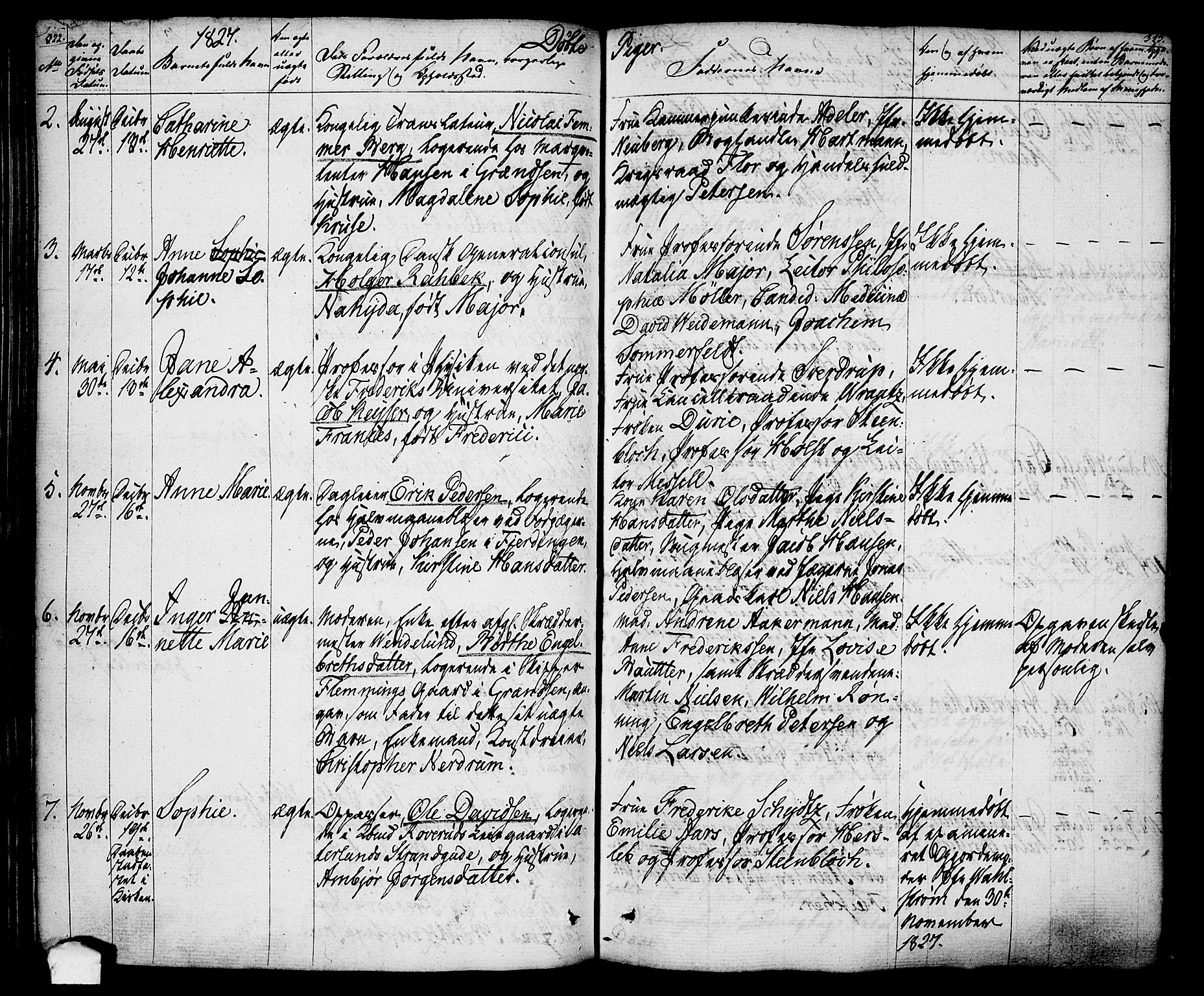 Oslo domkirke Kirkebøker, SAO/A-10752/F/Fa/L0010: Parish register (official) no. 10, 1824-1830, p. 322-323