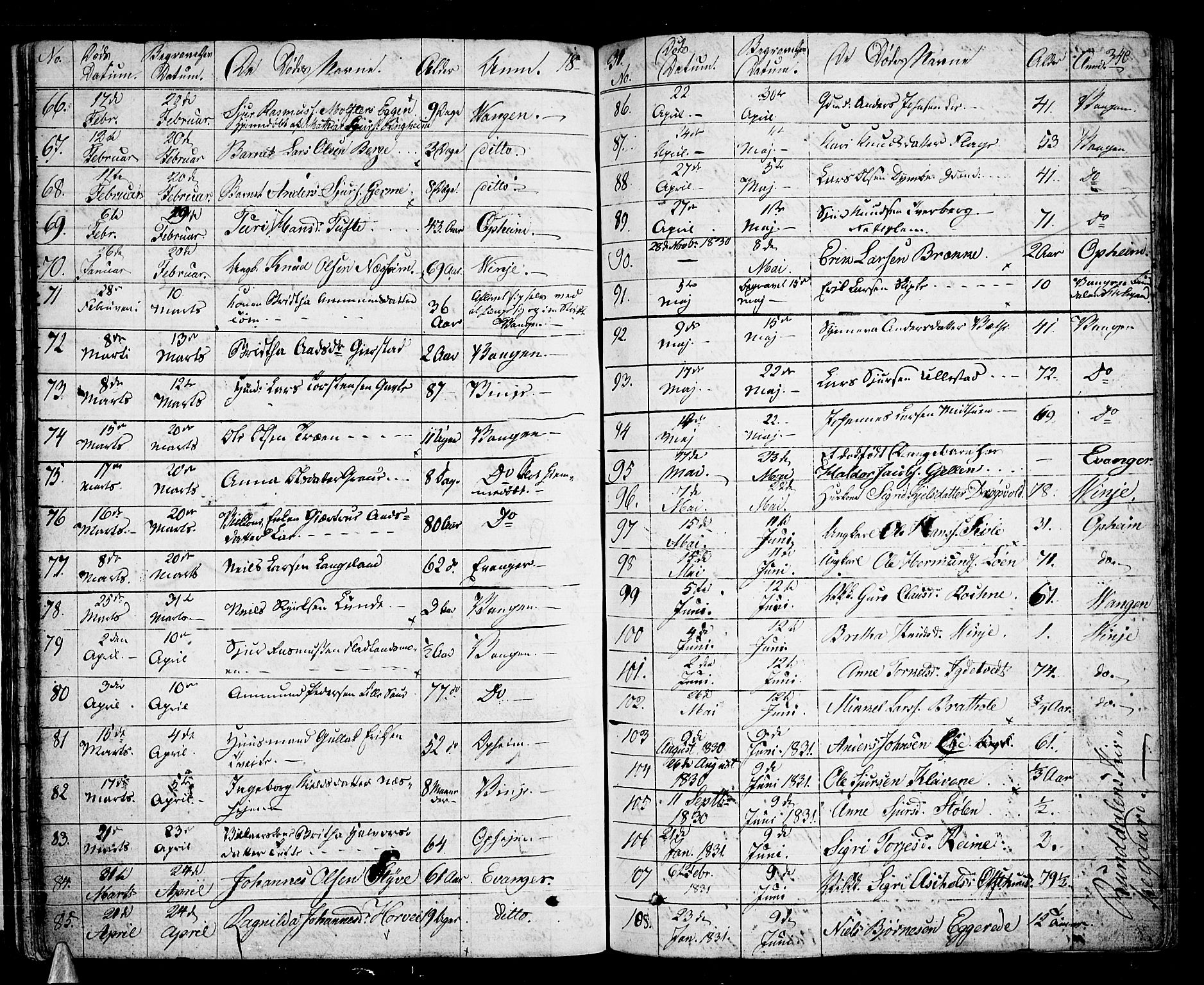 Voss sokneprestembete, AV/SAB-A-79001/H/Haa: Parish register (official) no. A 12, 1823-1837, p. 340