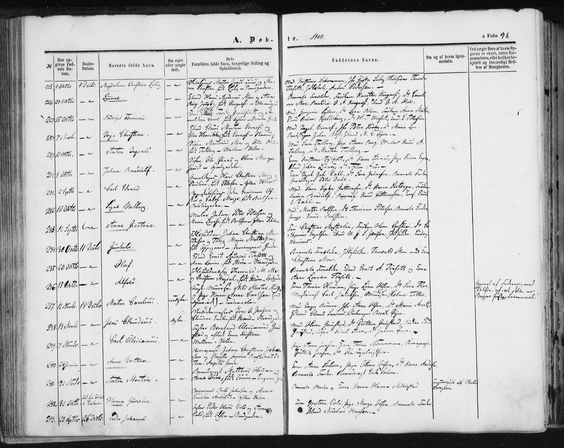 Ministerialprotokoller, klokkerbøker og fødselsregistre - Sør-Trøndelag, AV/SAT-A-1456/602/L0115: Parish register (official) no. 602A13, 1860-1872, p. 98